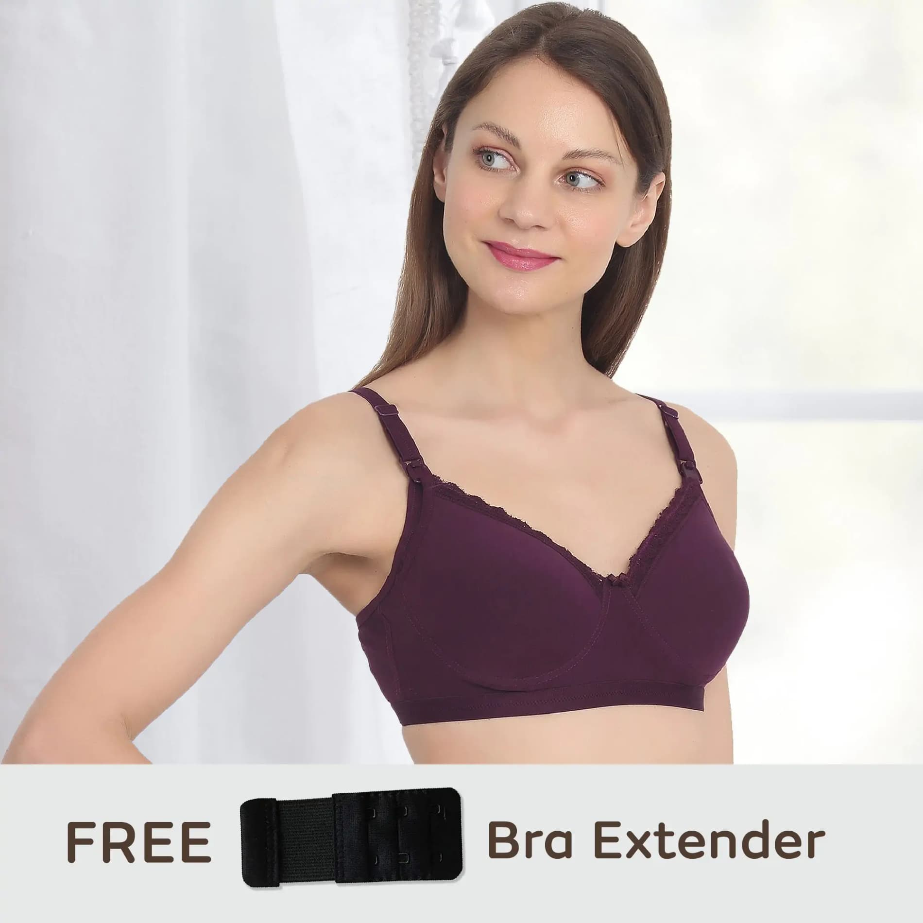 Buy Mylo Light Padded Maternity/Nursing Bra with free bra extenderPlum