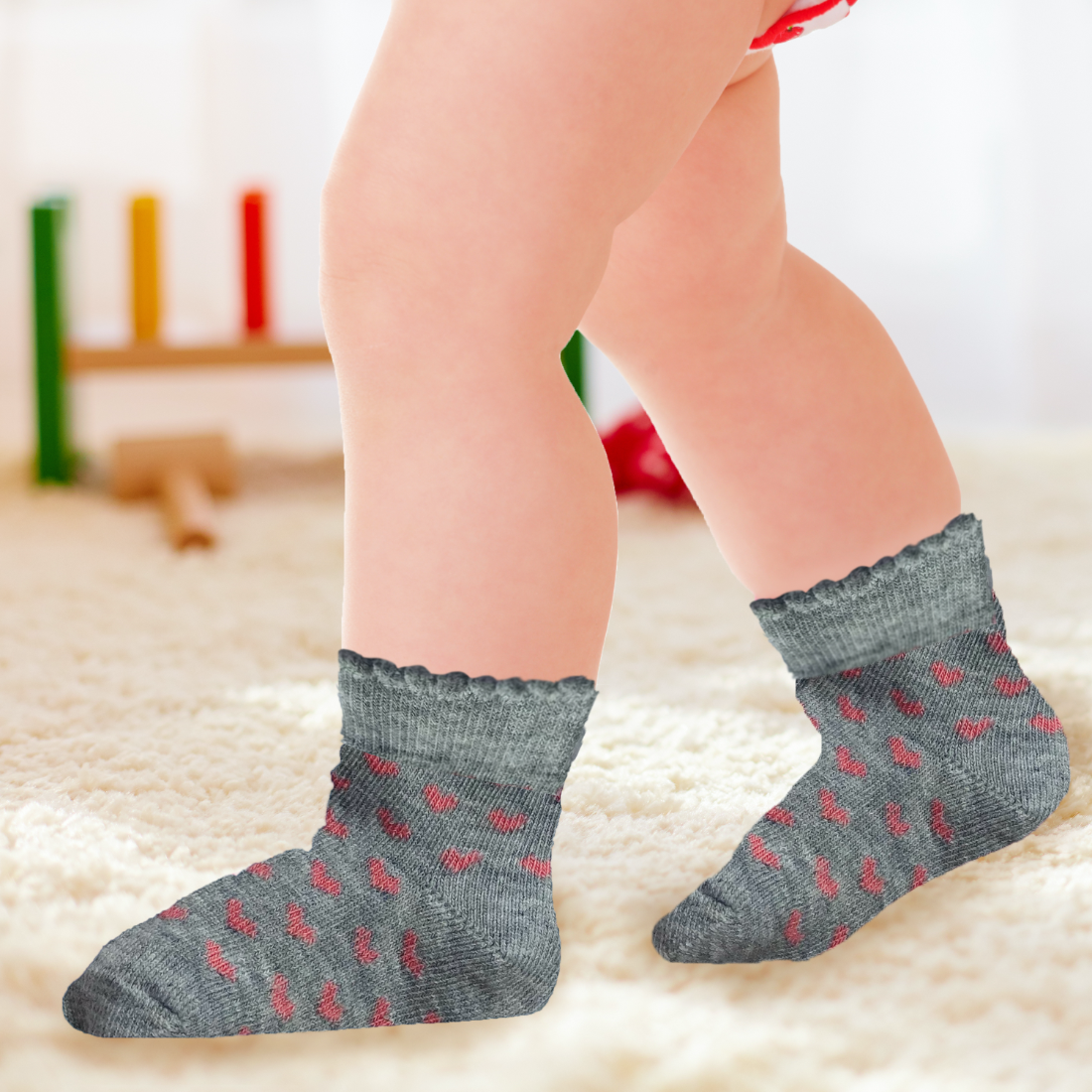 Antibacterial Baby Socks - Elasticated & Ankle Length - (0-6 Months) Cute Girls Picot