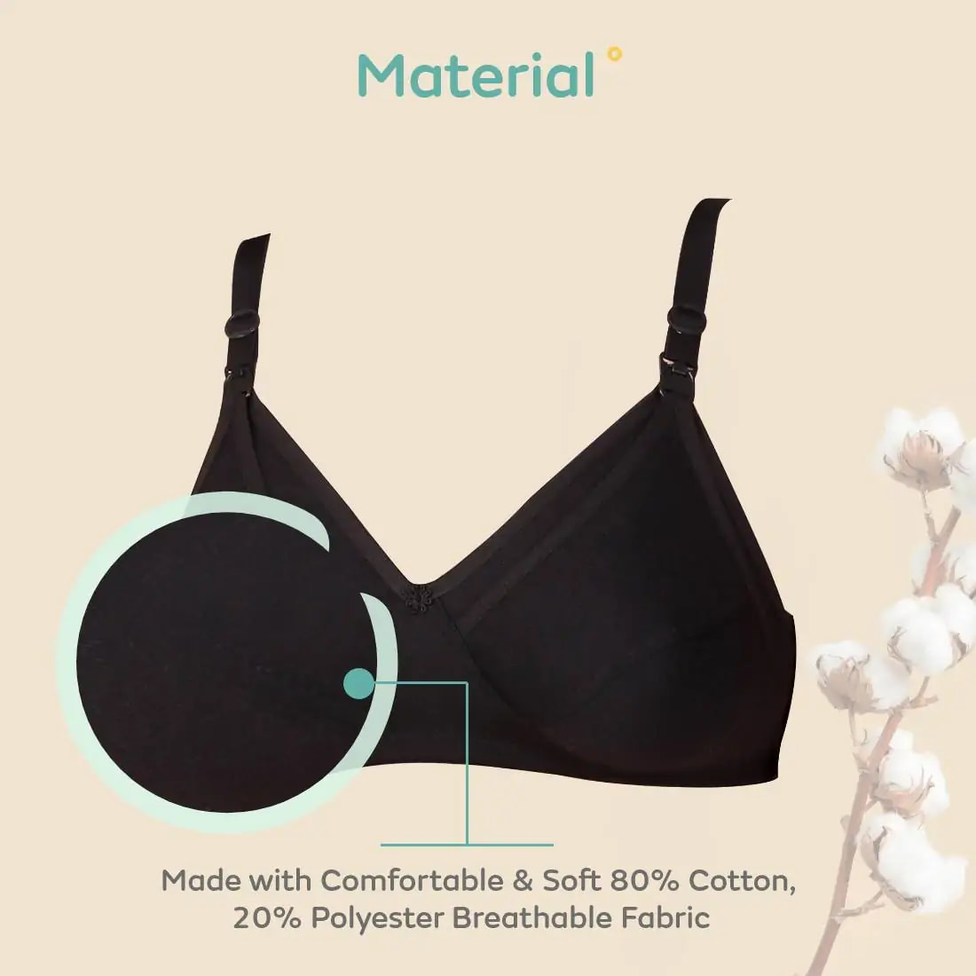 Mylo Maternity/Nursing Bras Non-Wired, Non-Padded - Pack of 3 with free Bra Extender (Classic Black, Classic White, Magnolia Cream) 36 C