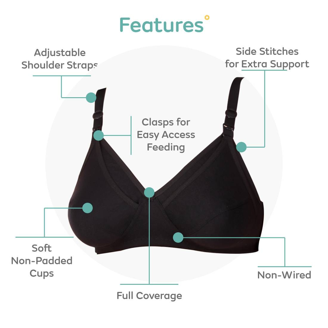 Maternity/Nursing Bras Non-Wired, Non-Padded - Pack of 3 with free Bra Extender (Classic Black, Classic White, Magnolia Cream) 38 C
