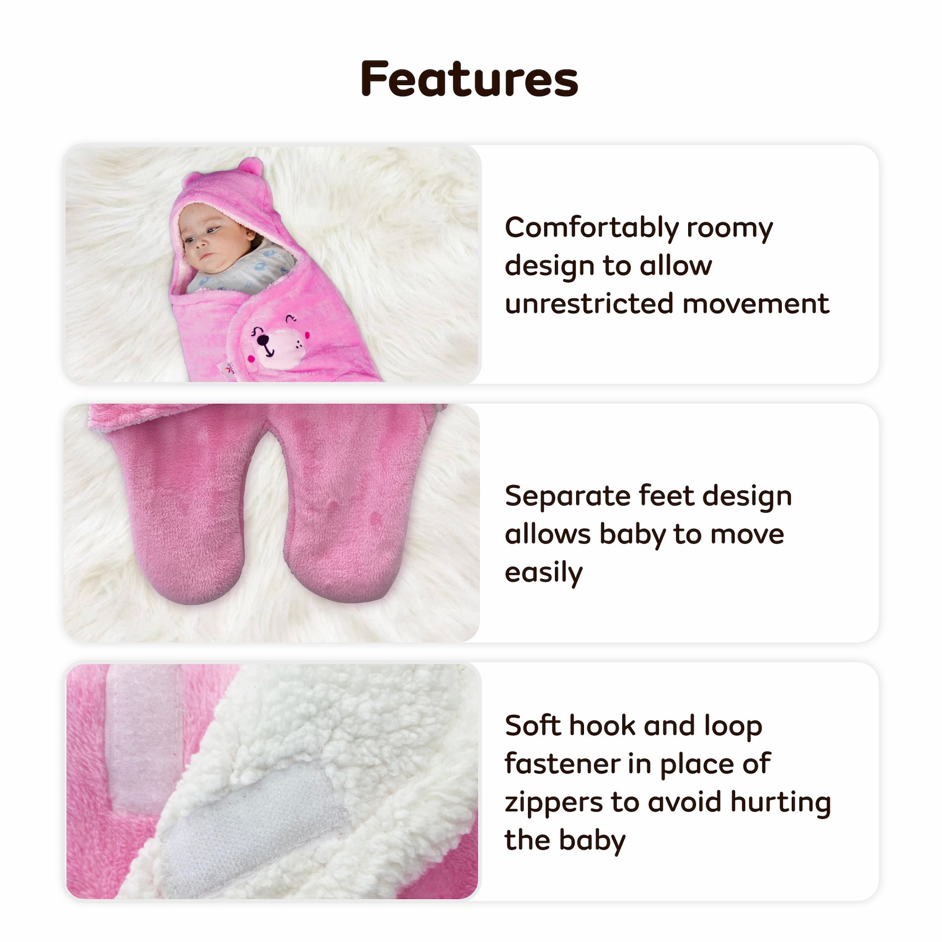 4-in-1 All Season Baby Swaddle-Wrapper For New Born Baby (0-6 months) - Light Pink
