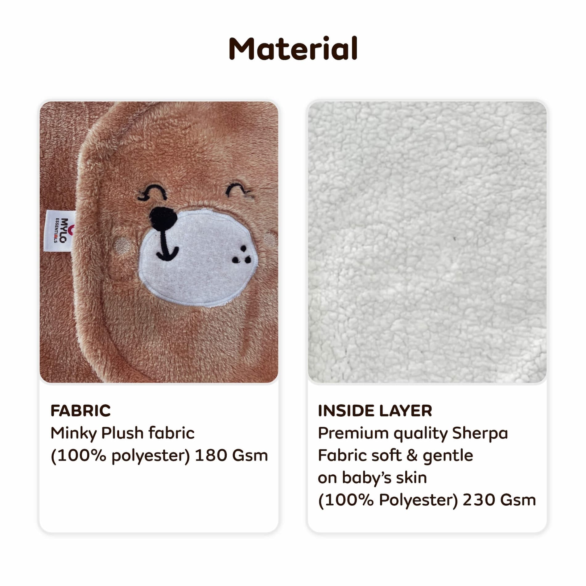 Mylo Ultra-soft Cute Baby Swaddling Wrapper, Sleeping Bag cum All season Ac Blanket (0-6 Months)- Light Brown