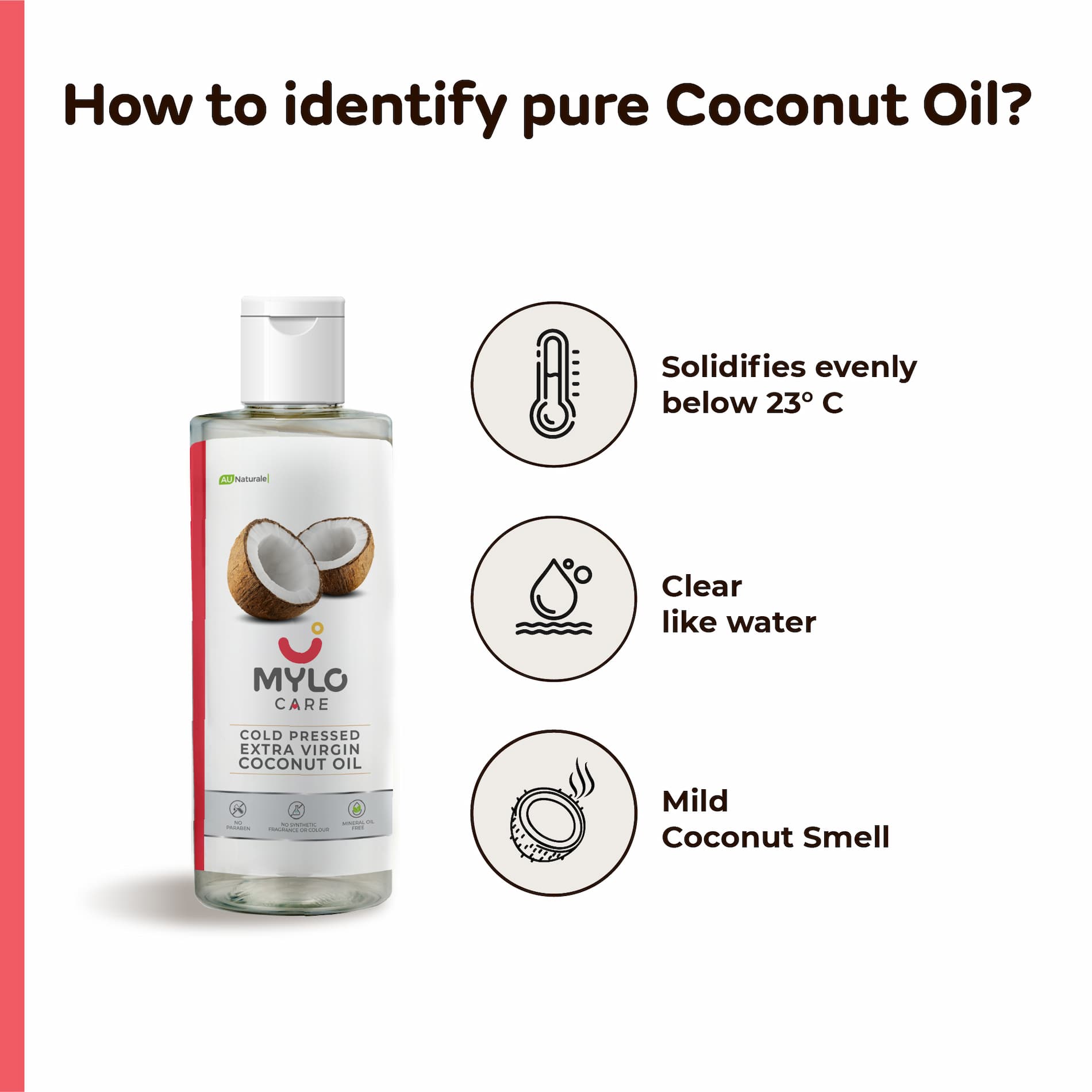 Mylo Cold Pressed Extra Virgin Coconut Oil for Skin & Hair (200 ml)