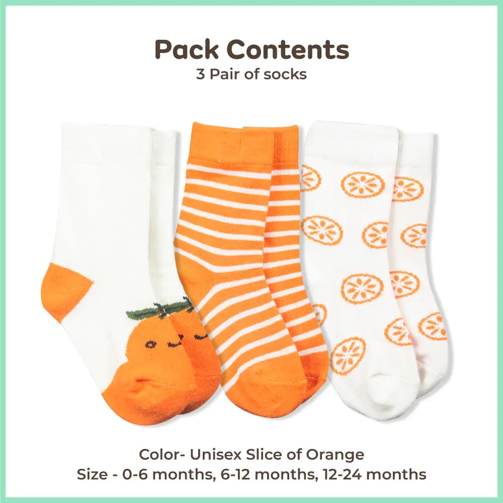 Mylo Antibacterial Baby Socks - Elasticated & Ankle Length - (12-24 Months) Unisex Slice of Orange