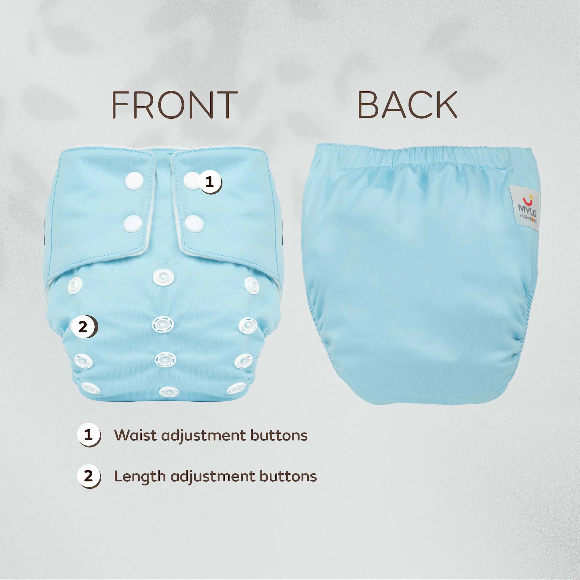 Mylo Adjustable Washable & Reusable Cloth Diaper With Dry Feel, Absorbent Insert Pad (3M-3Y)- Red & Blue -Pack of 2