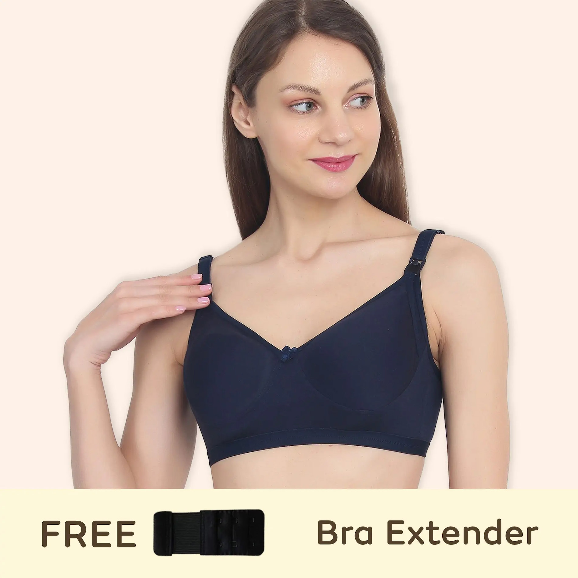 Maternity/Nursing Moulded Spacer Cup Bra with free bra extender -Navy  34 B 
