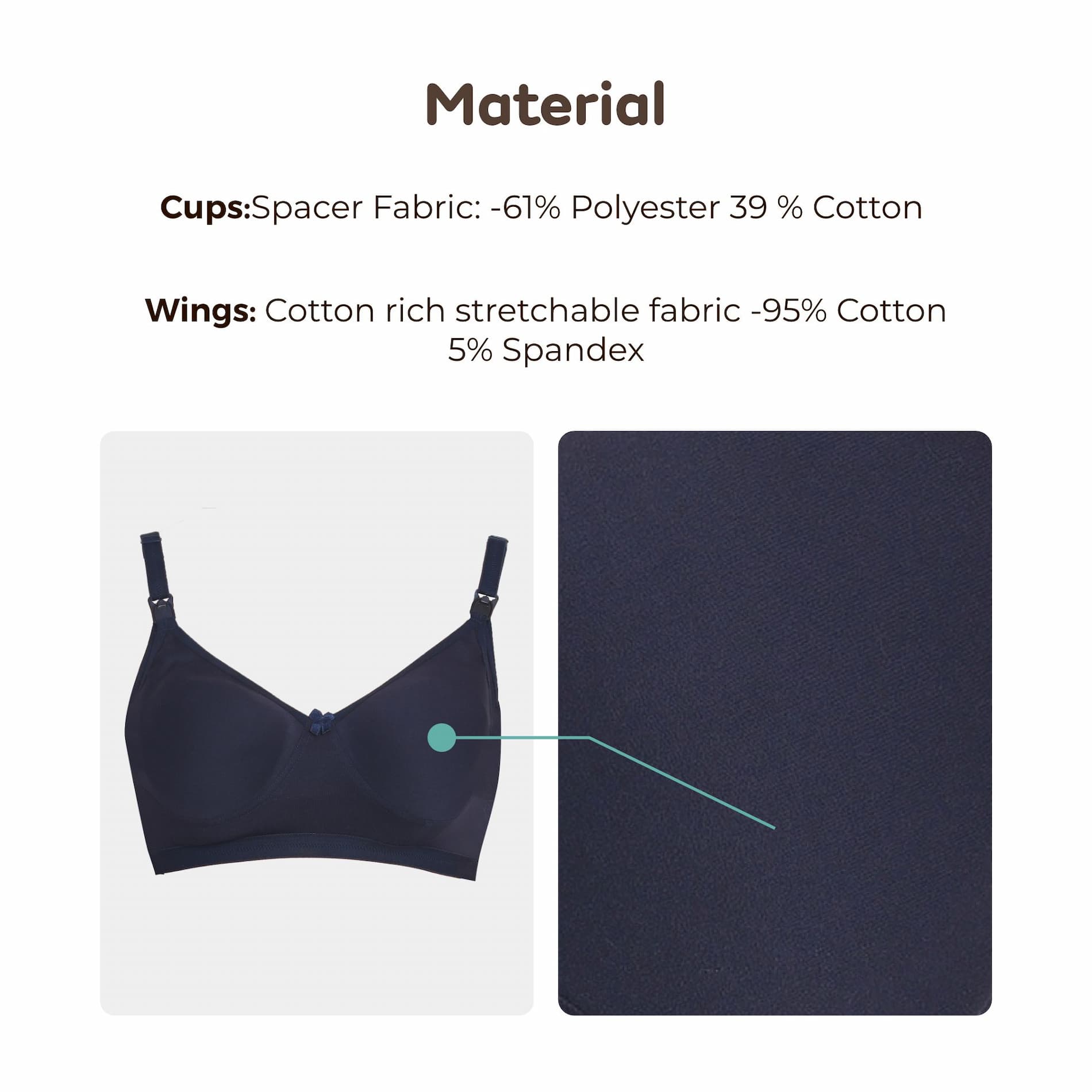 Mylo Maternity/Nursing Moulded Spacer Cup Bra with free bra extender -Navy  34 B 