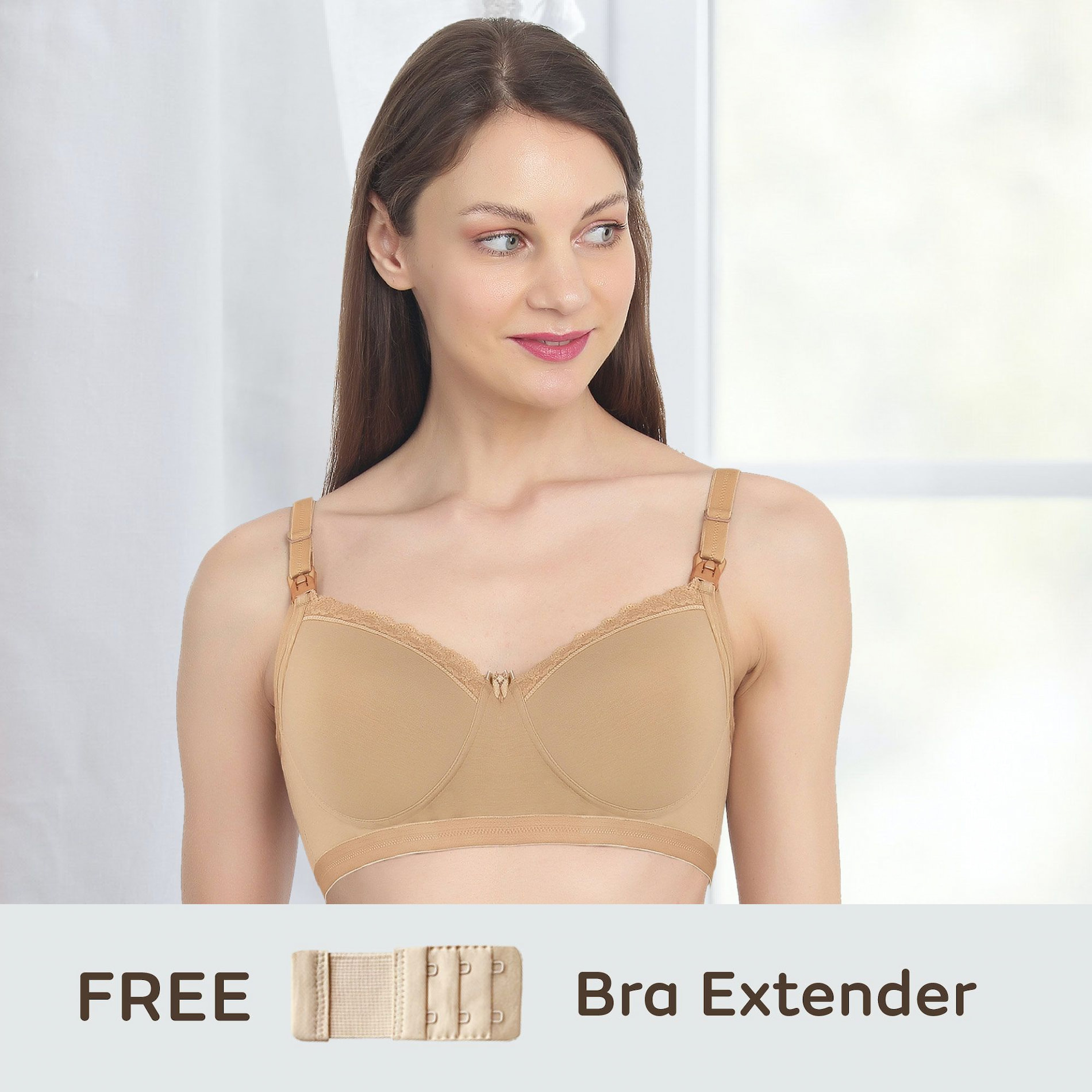 Mylo Light Padded Maternity/Nursing Bra with free bra extender-Skin 34B