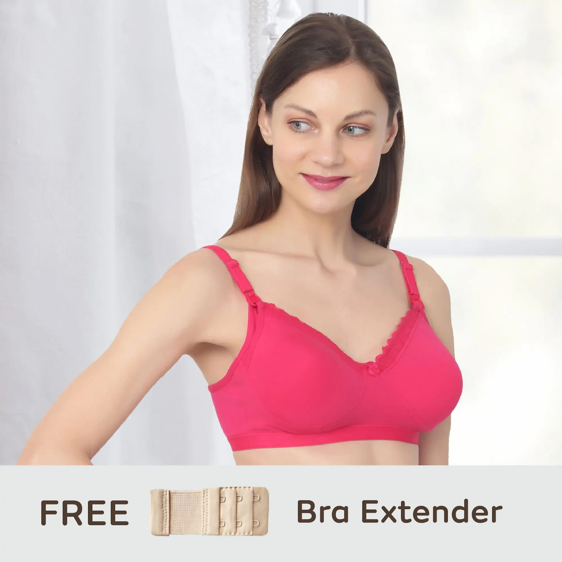 Light Padded Maternity/Nursing Bra with free bra extender-Fuchsia 40B