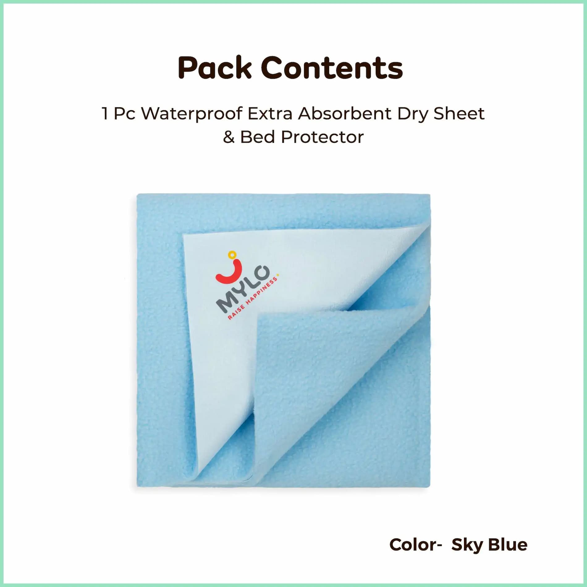 Waterproof Extra Absorbent Dry Sheet & Bed Protector - Sky Blue (M)