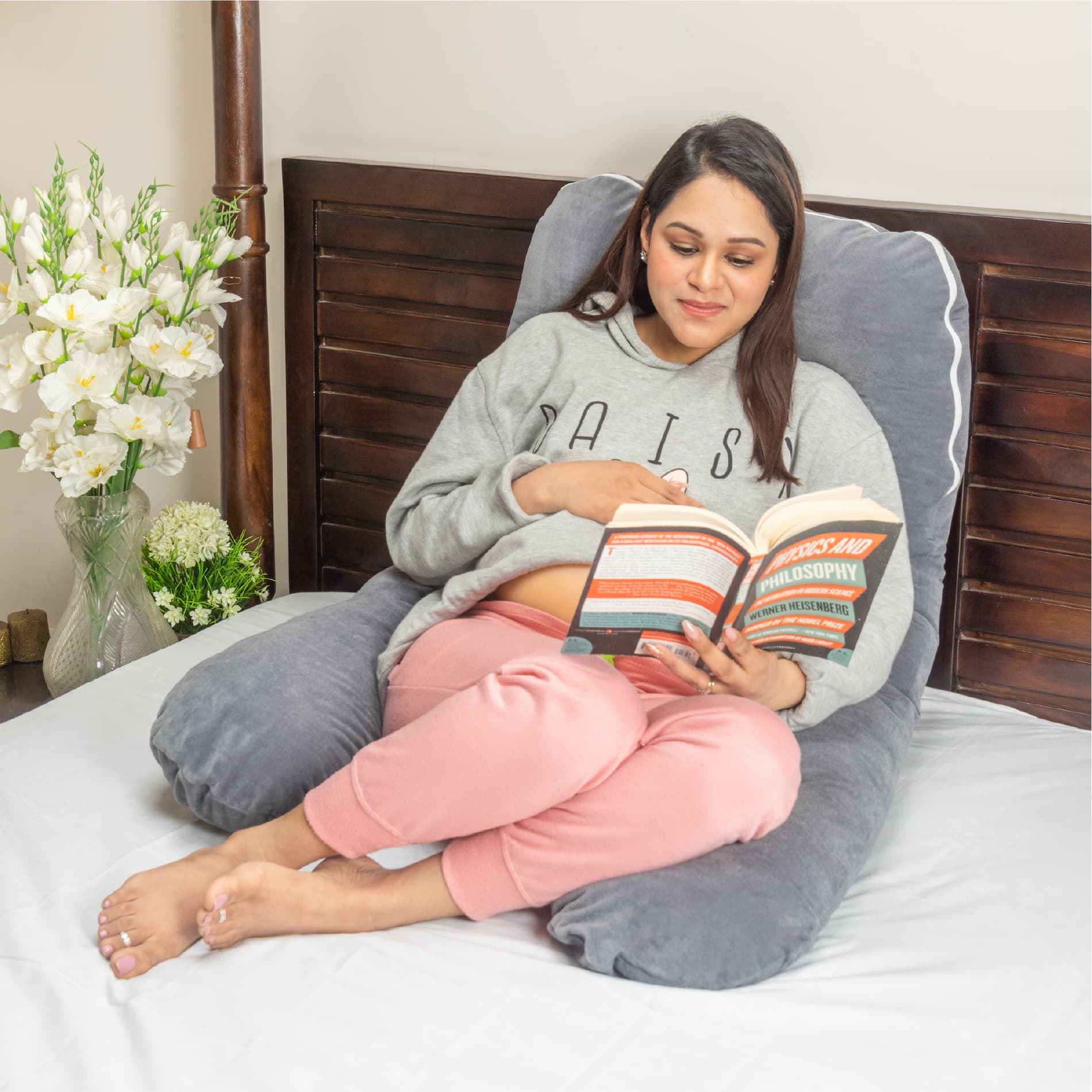 Premium Pregnancy & Maternity Support Pillow - Grey