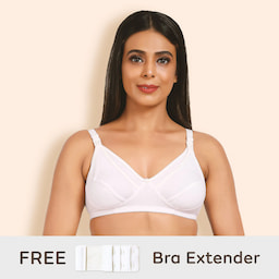 Maternity/Nursing Bras Non-Wired, Non-Padded with free Bra Extender - Classic White 34 B 