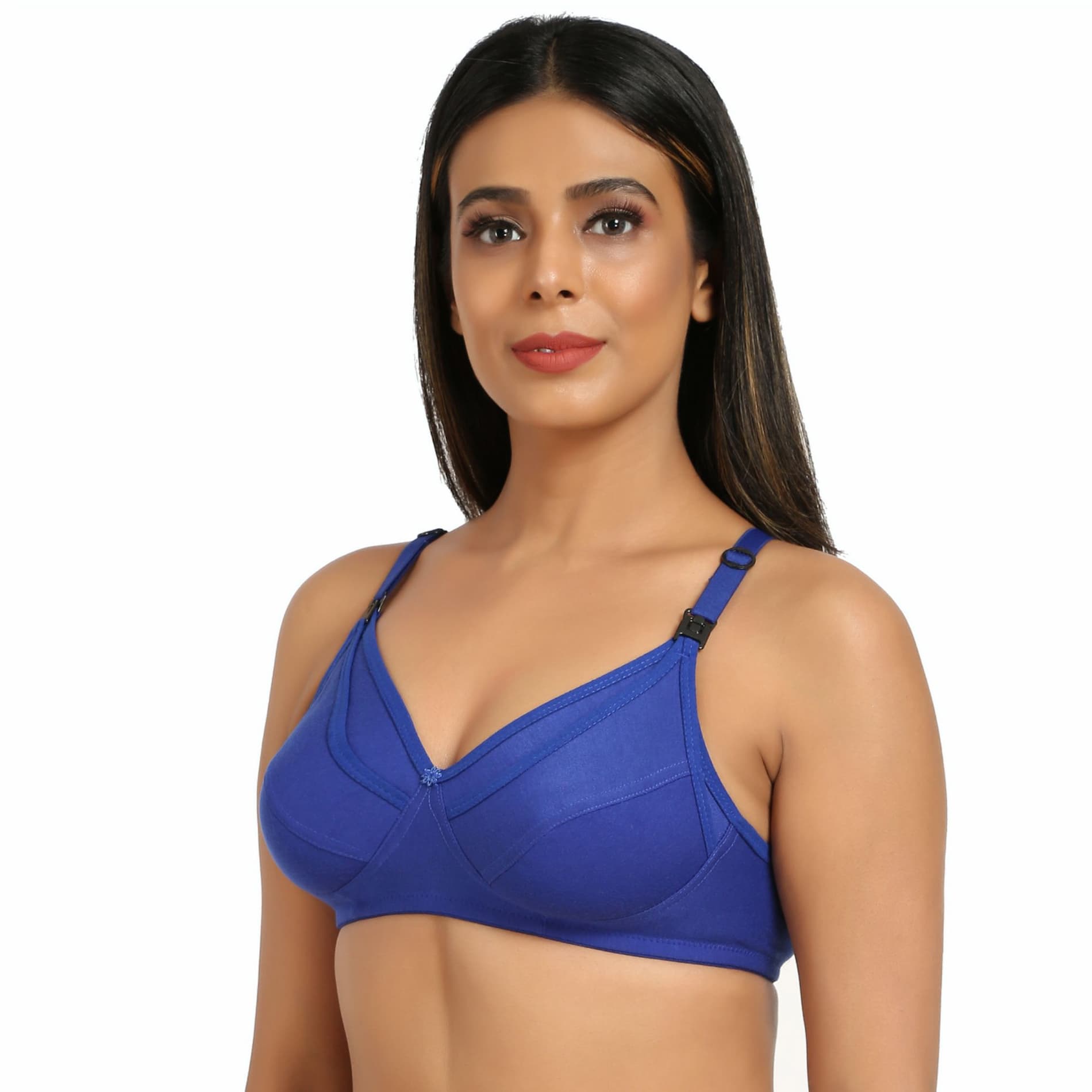 Mylo Maternity/Nursing Bras Non-Wired, Non-Padded with free Bra Extender – Persian Blue 32 B 