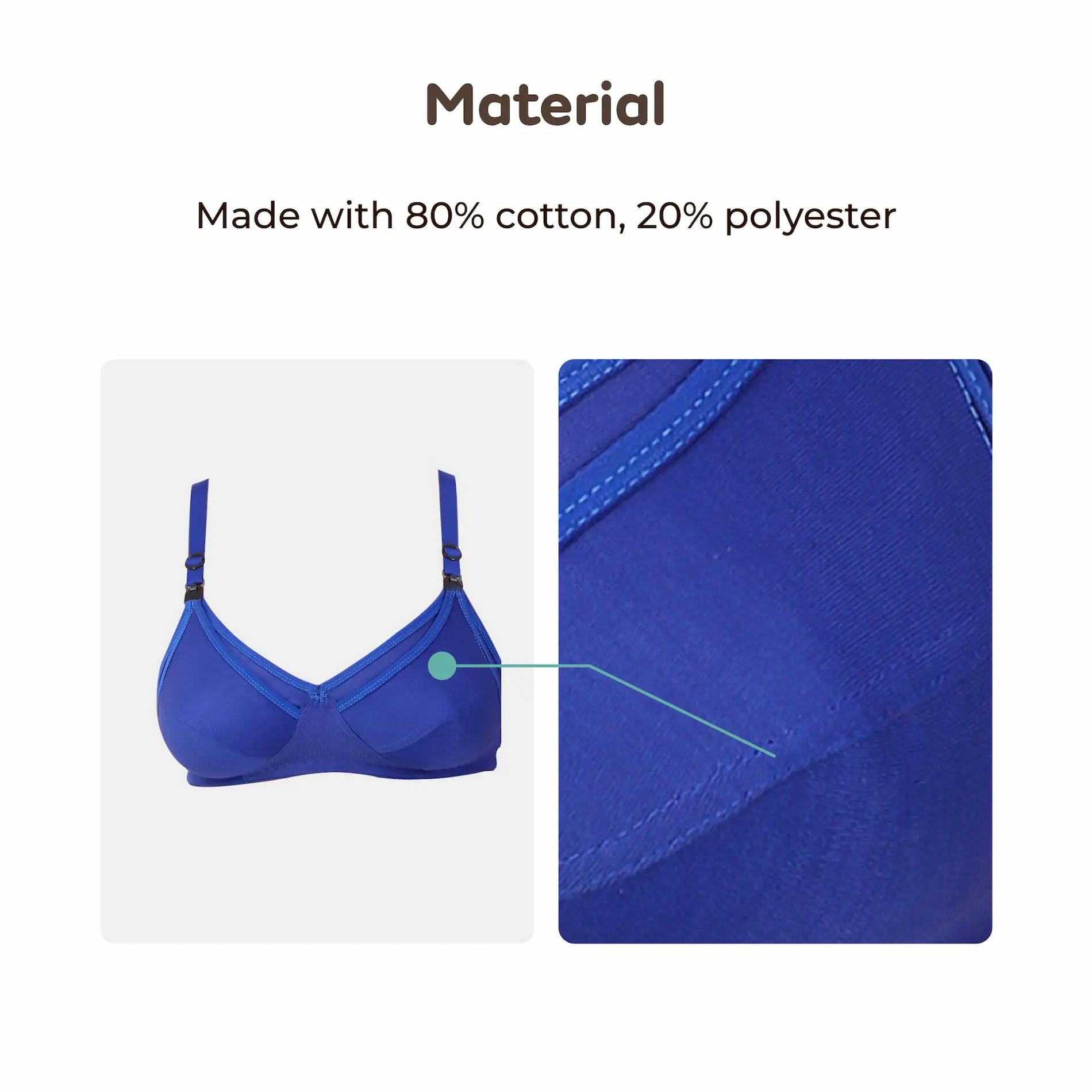 Maternity/Nursing Bras Non-Wired, Non-Padded with free Bra Extender - Persian Blue 40 B 