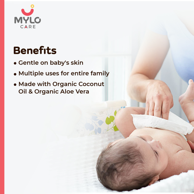 Mylo Gentle Baby Wipes with Organic Coconut Oil & Neem With Lid (80 wipes x 3 packs)