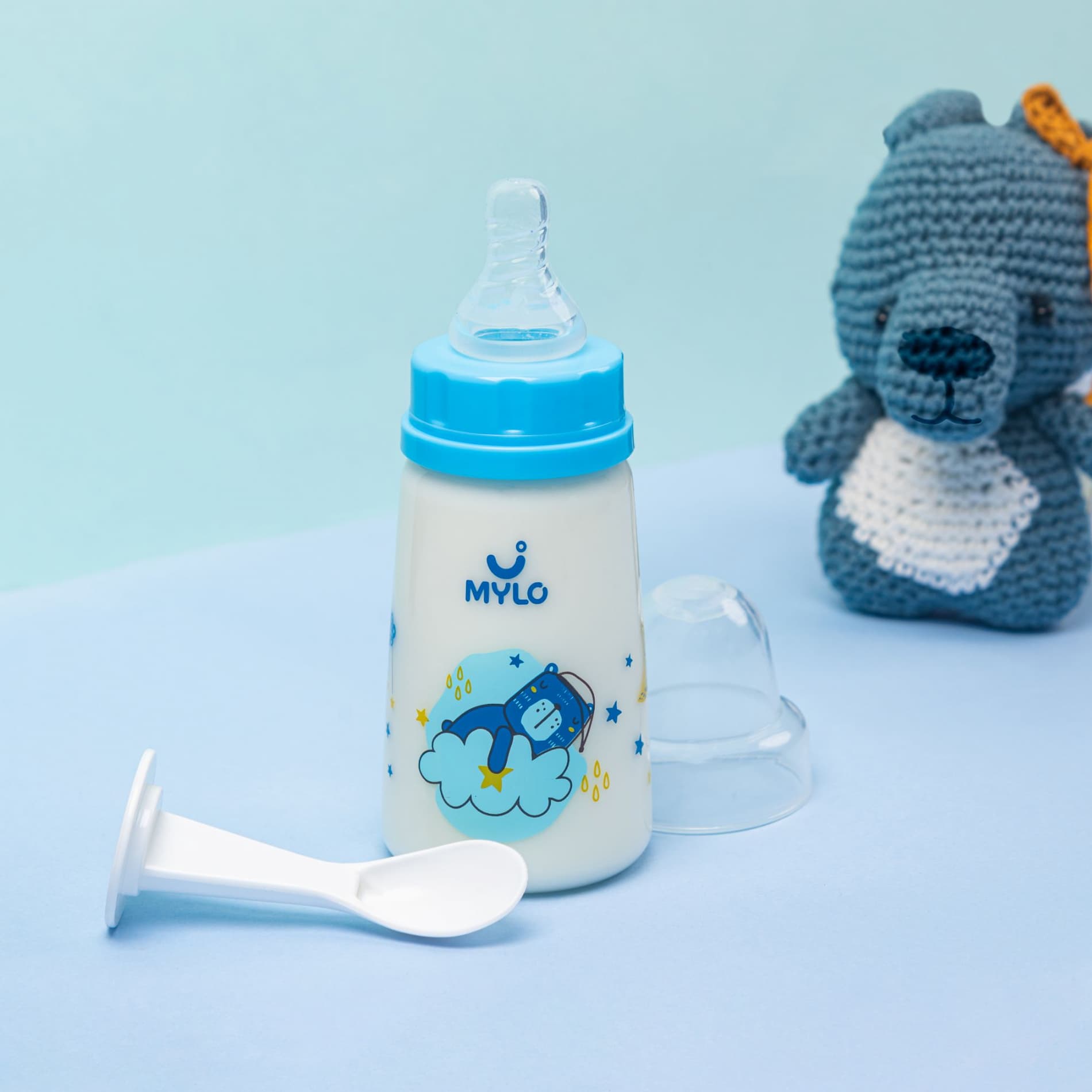 Mylo Feels Natural Baby Bottle – 125ml - BPA Free with Anti-Colic Nipple (Bear)
