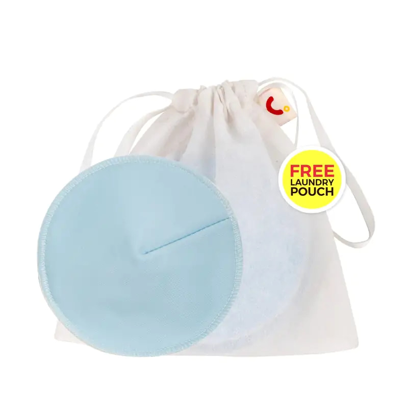 Reusable, Washable, Dry feel Nursing/ Breast Feeding Pads with Free Laundry pouch –Baby Blue -1 Pair 