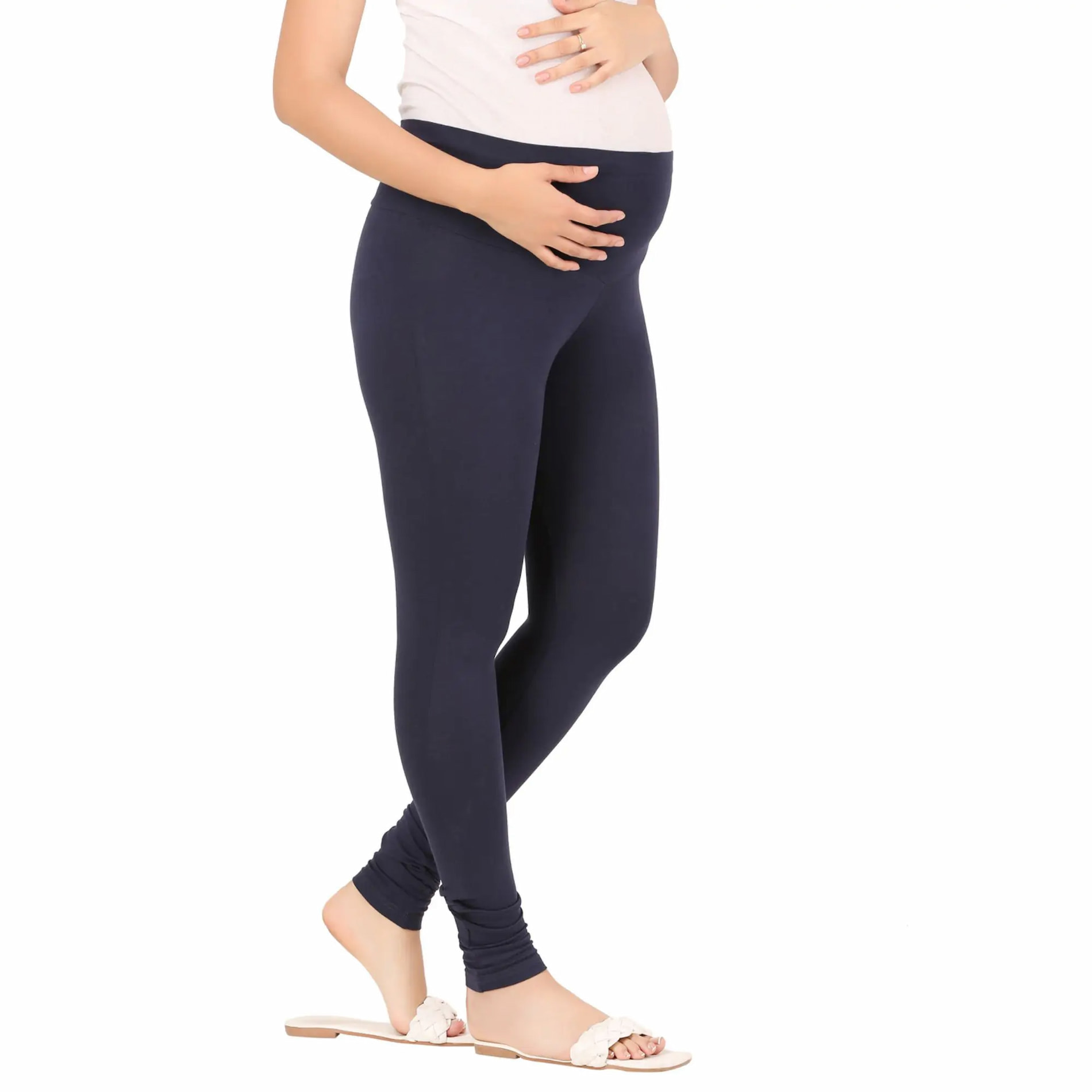 Stretchable Pregnancy & Post Delivery Leggings - Navy (L)