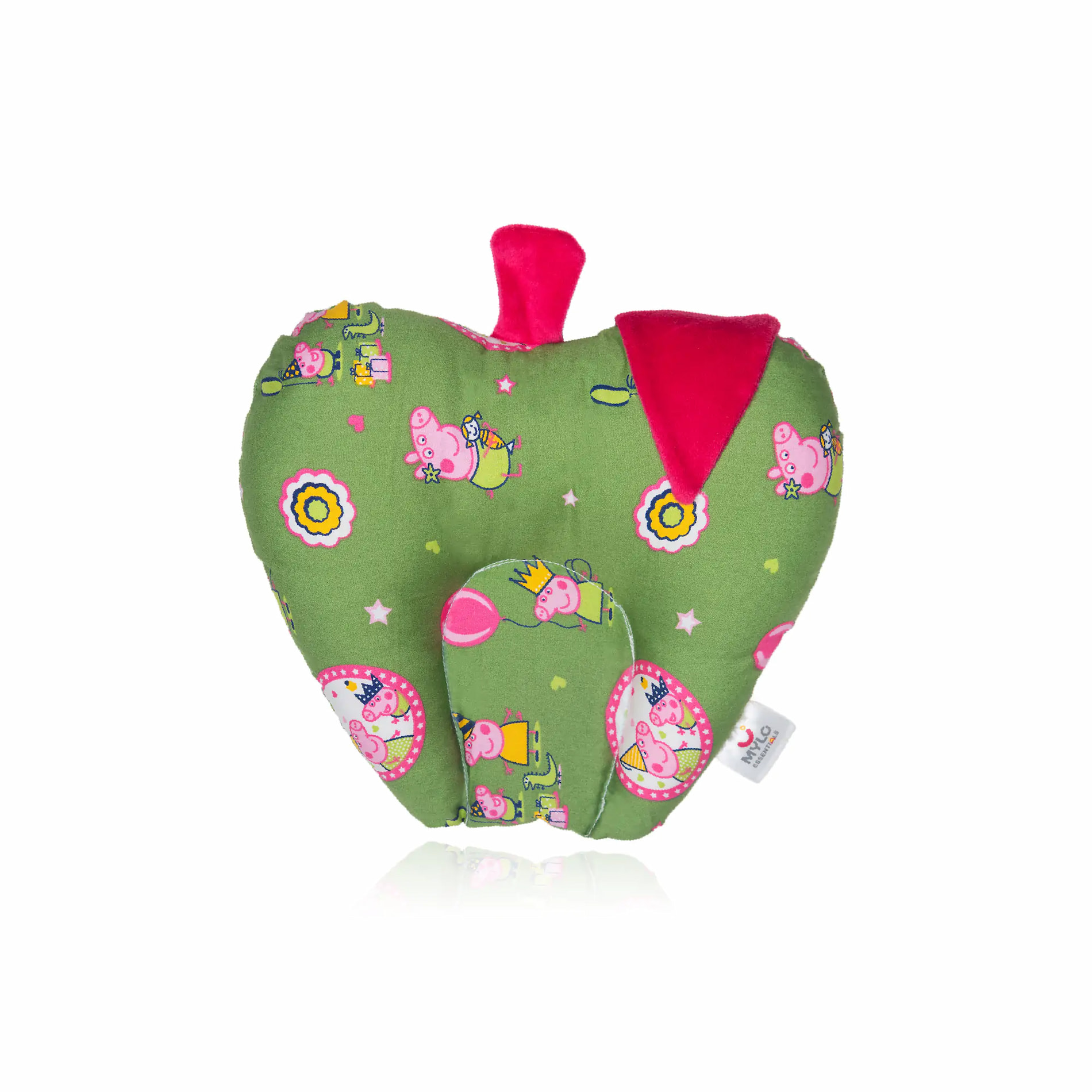Baby Head Shaping Pillow with Mustard Seeds (0-12 Months) - Apple Shaped (Peppa Party Green)