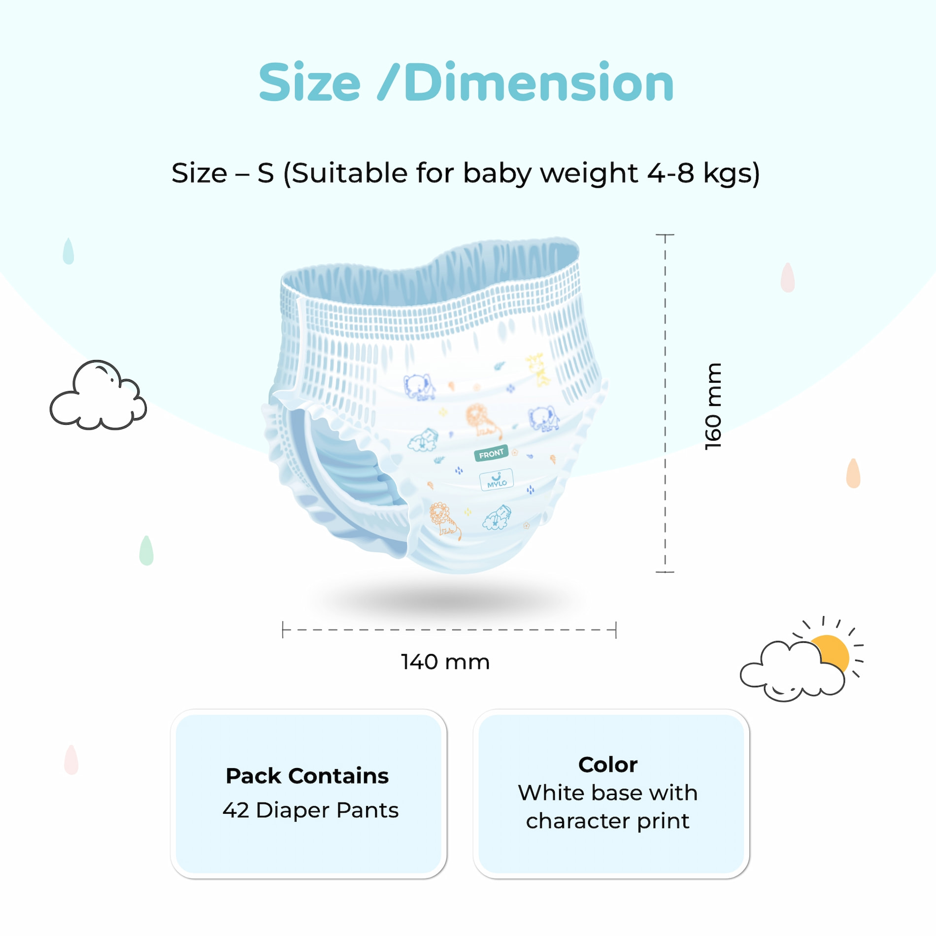 Baby Diaper Pants Small (S) Size, 4-8 kgs with ADL Technology- 126 Count- 12 Hours Protection