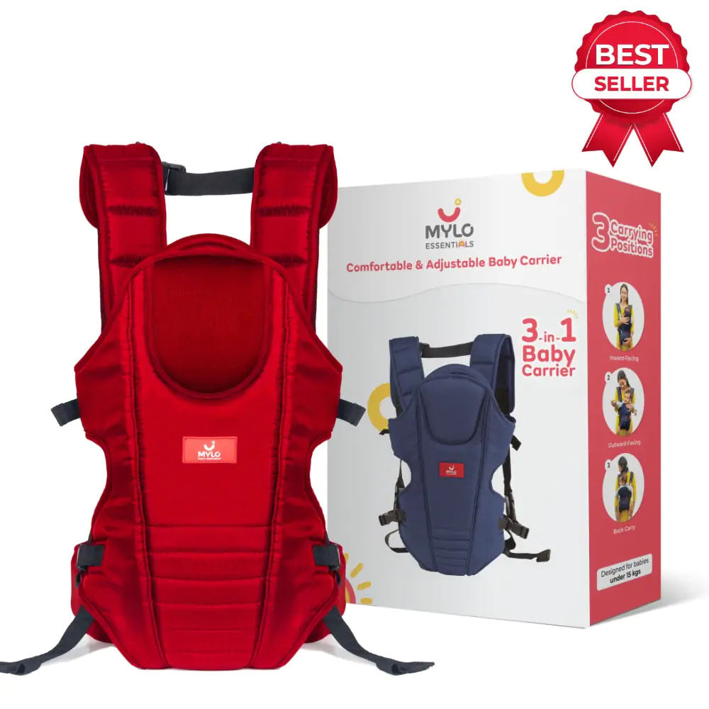 Mylo Premium 3 in 1 Comfortable & Adjustable Baby Carrier (6 - 15 Months)- Red