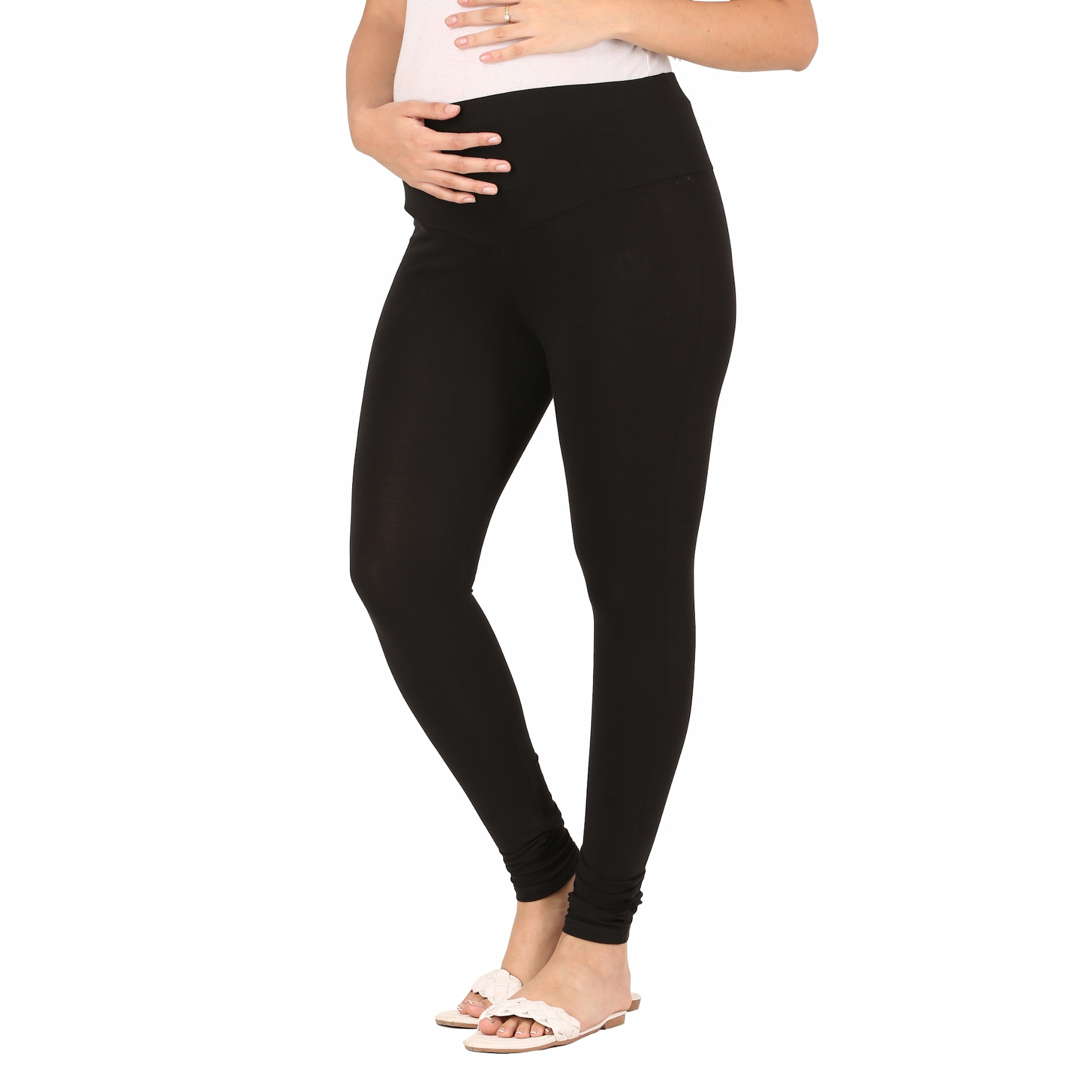 Mylo Stretchable Pregnancy & Post Delivery Leggings - Black (L)