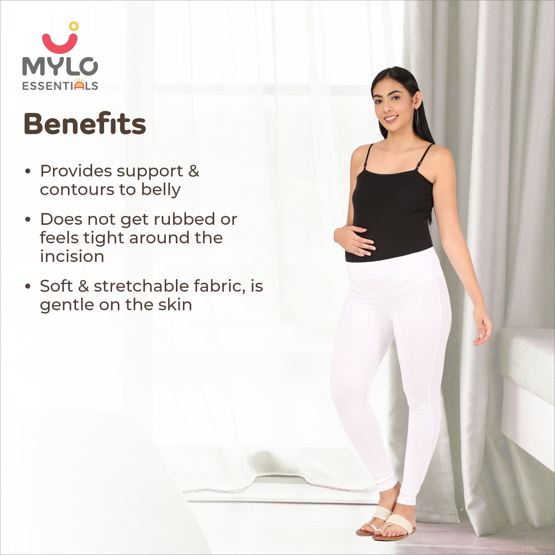 Stretchable Pregnancy & Post Delivery Leggings - White (XL)