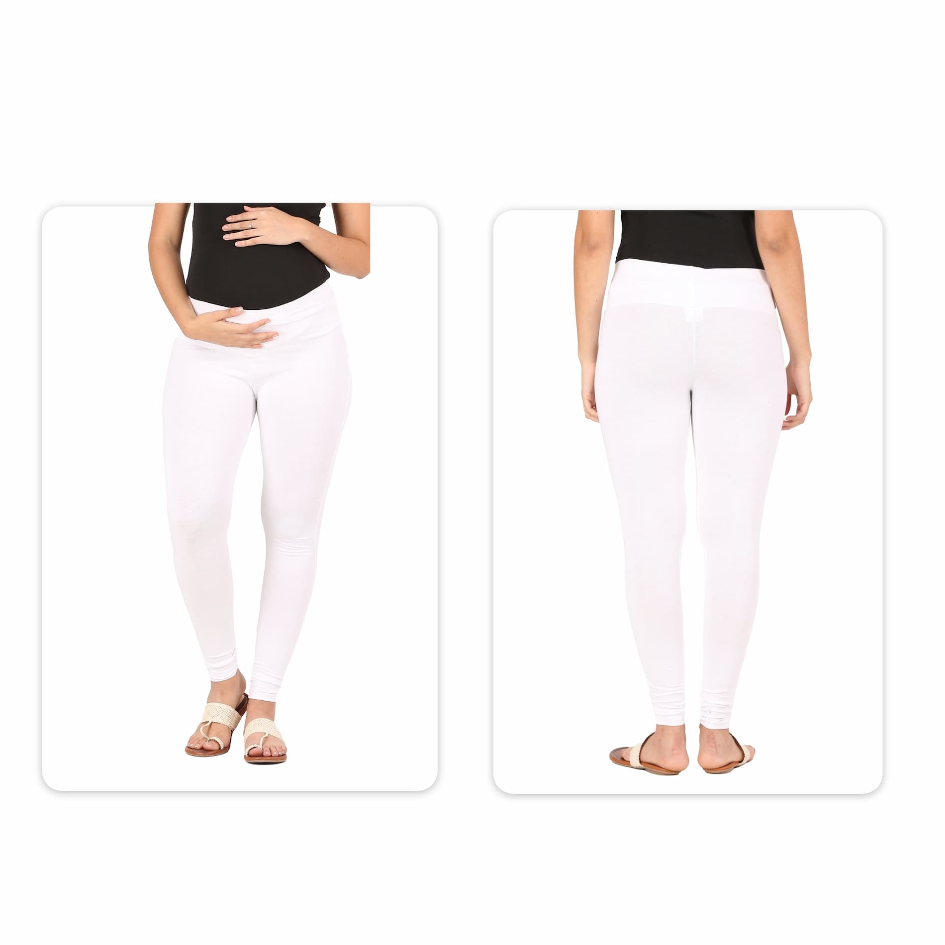Stretchable Pregnancy & Post Delivery Leggings - White (XL)