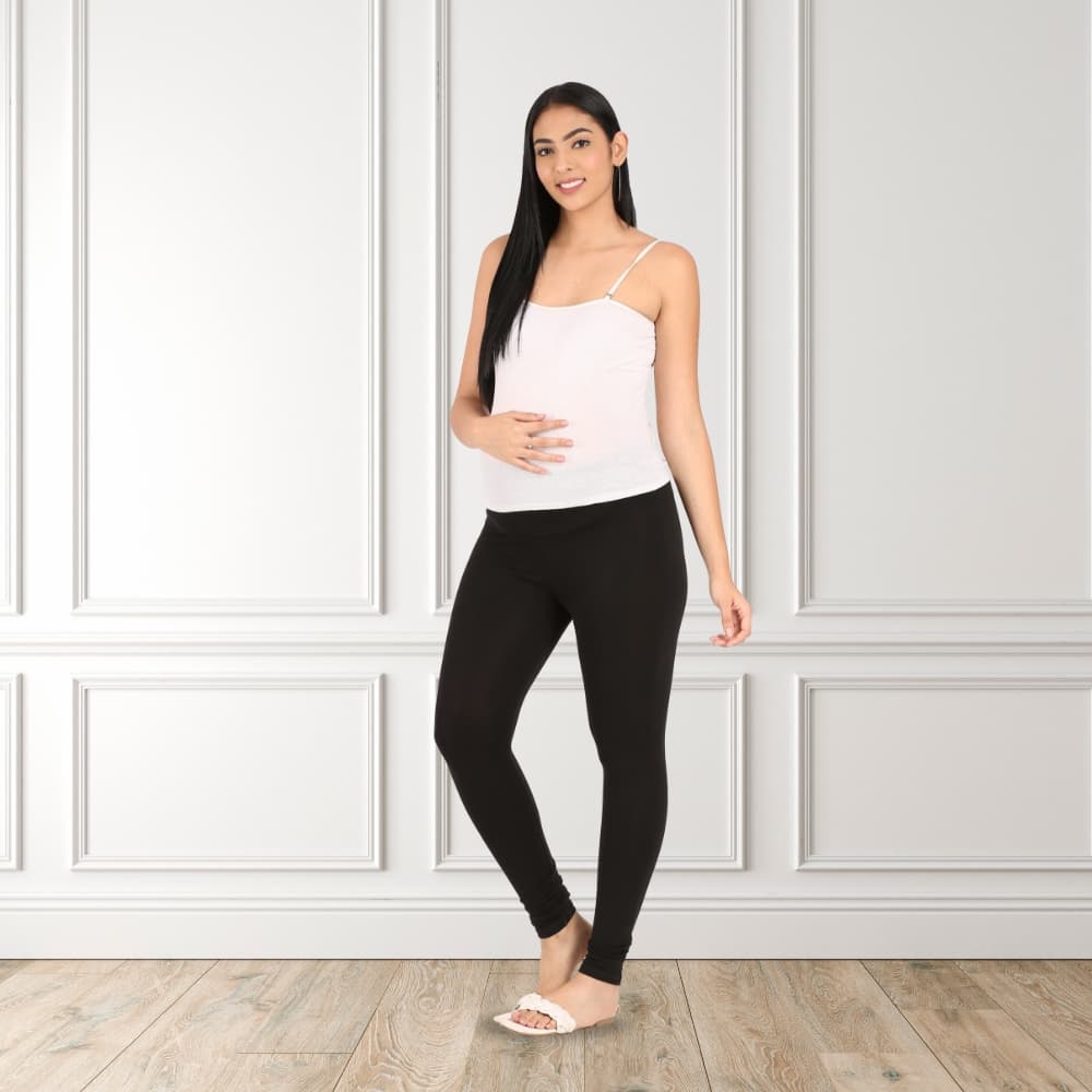 Mylo Stretchable Pregnancy & Post Delivery Leggings - Black (L)
