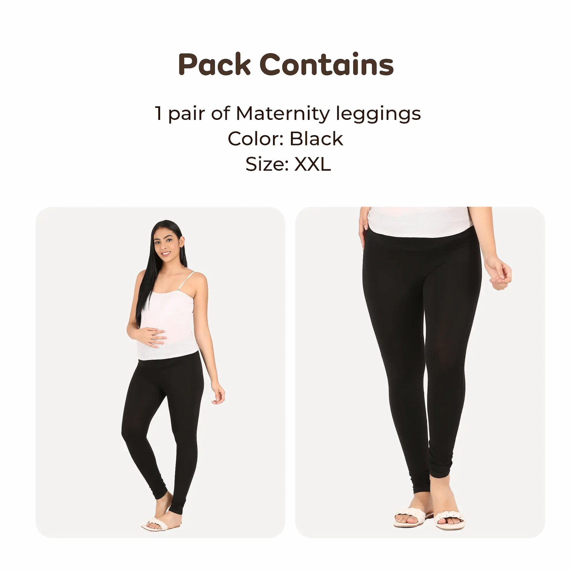 Mylo Stretchable Pregnancy & Post Delivery Leggings - Black (XXL)