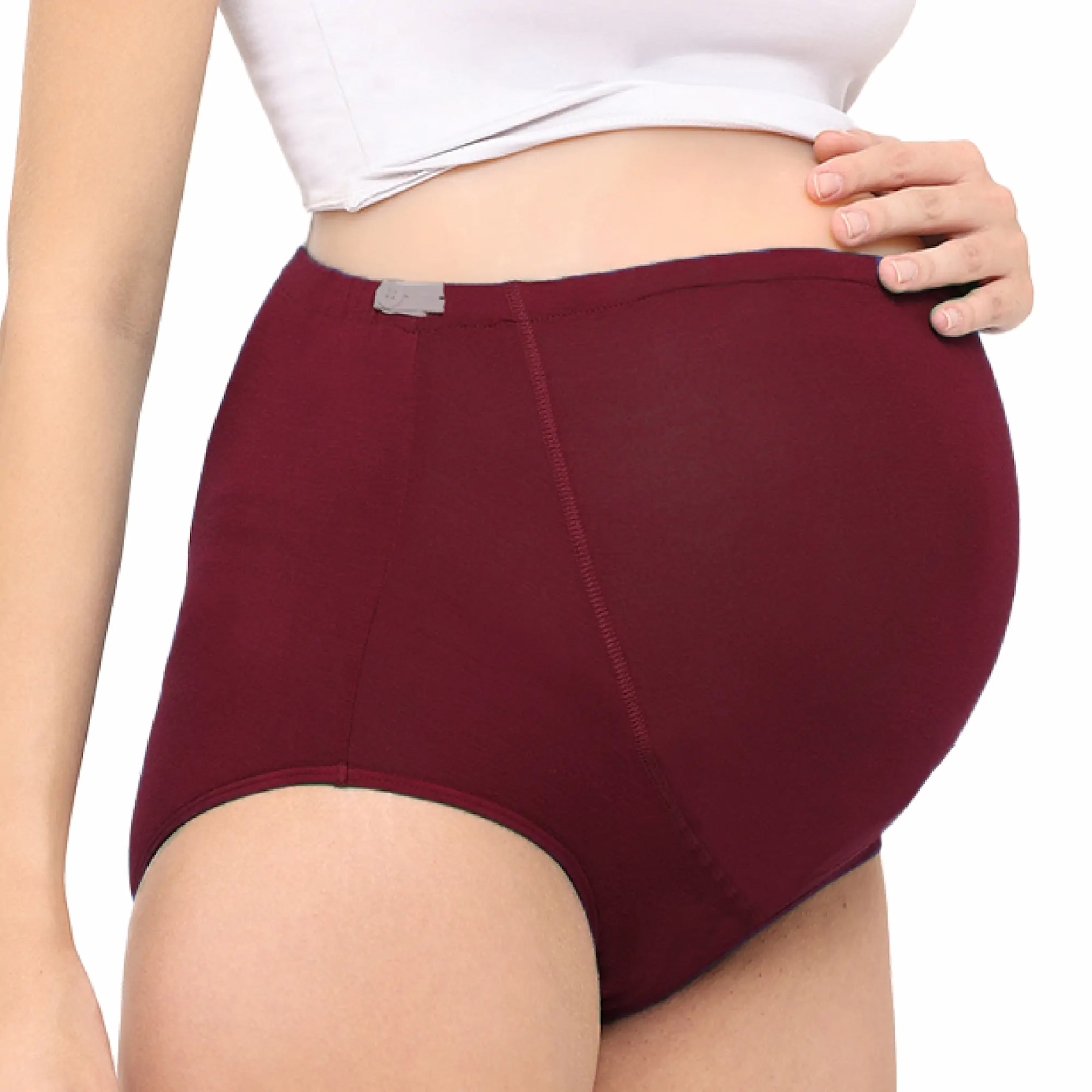 Mylo High Waist Maternity/Postpartum Panty - Anti-Microbial with Comfy Adjustable Waistband – Ruby Wine –M