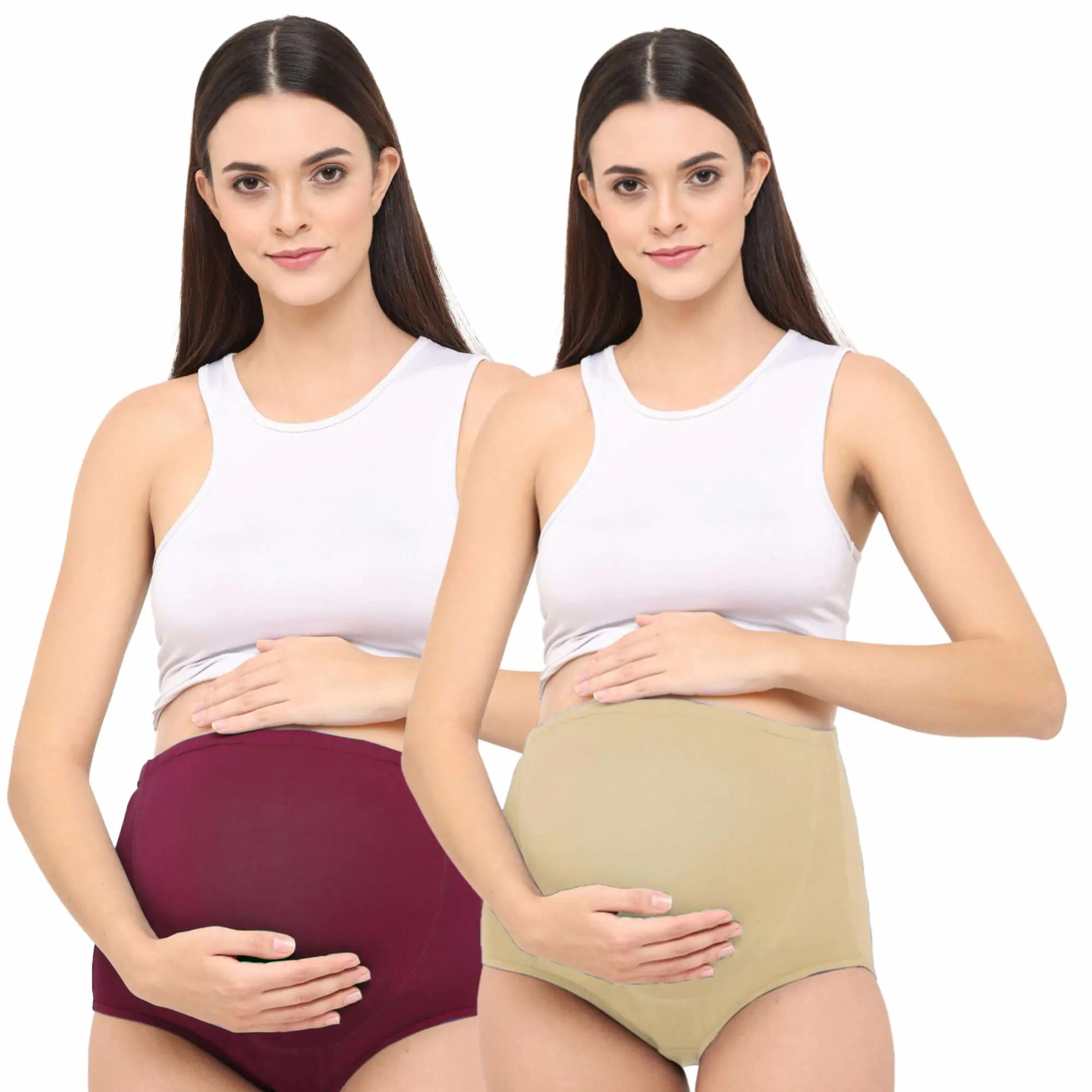 High Waist Maternity/Postpartum Panty - Anti-Microbial with Comfy Adjustable Waistband – Skin & Wine-M-Pack of 2 