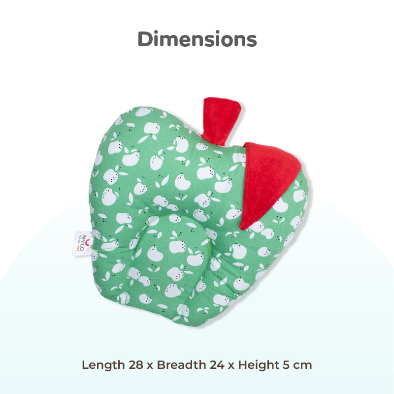 Baby Head Shaping Pillow with Mustard Seeds (0-12 Months)- Green Apple (Apple Shaped) 