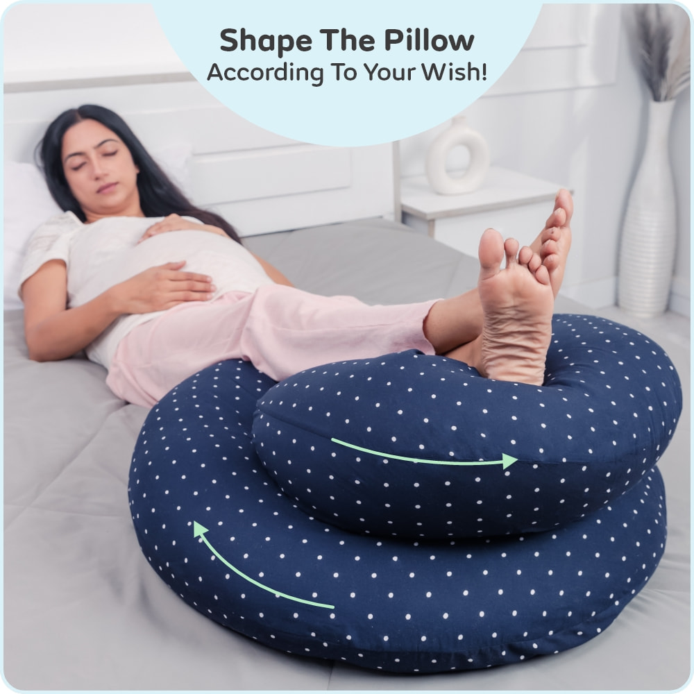 Premium C Shaped Pregnancy Sleep Pillow with High grade fiber filling for Ultimate Comfort-includes Washable Zipper cover – Navy Night 