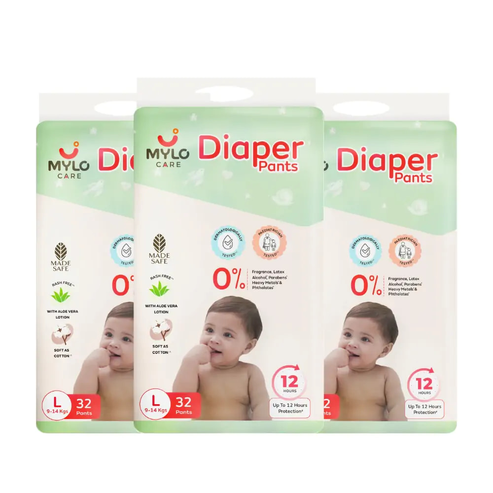 Baby Diaper Pants Large (L) Size, 9-14 kgs with ADL Technology- 96 Count- 12 Hours Protection