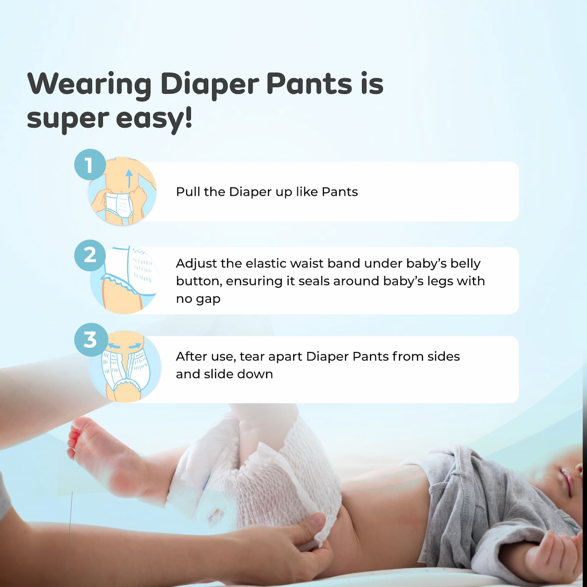 Baby Diaper Pants Small (S) Size, 4-8 kgs with ADL Technology - 42 Count - 12 Hours Protection