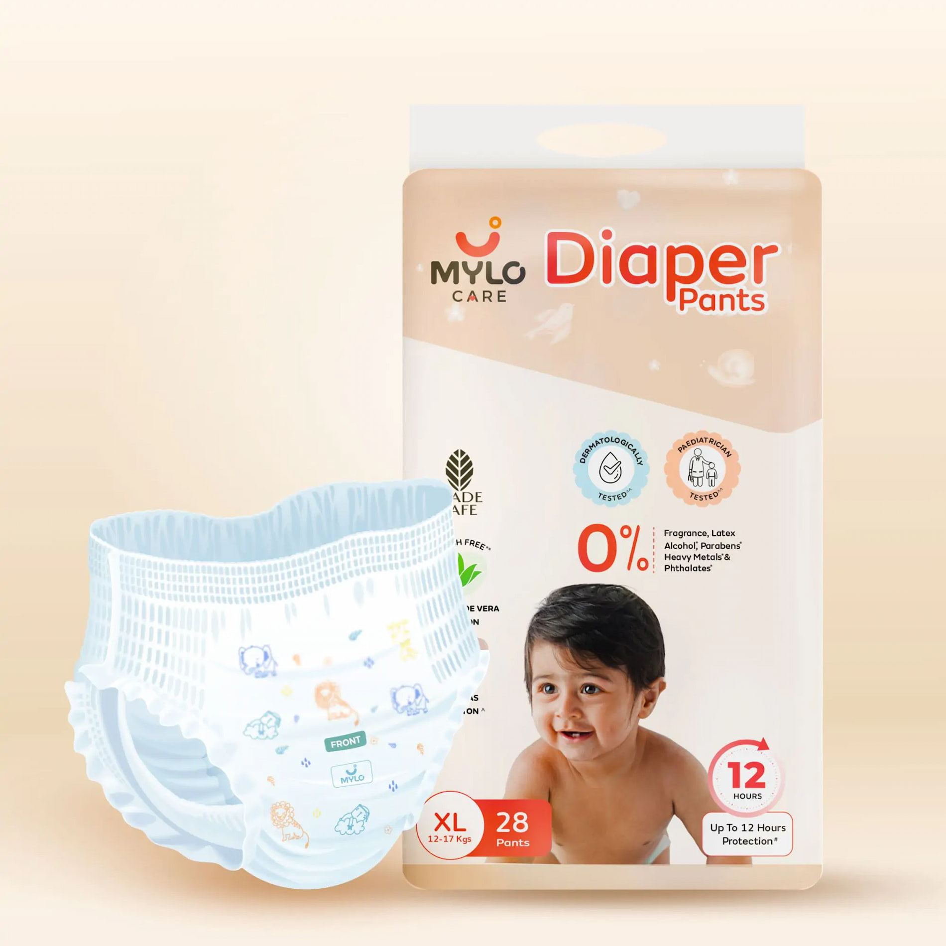 Baby Diaper Pants Extra Large (XL) Size, 12-17 kgs with ADL Technology - 28 Count - 12 Hours Protection