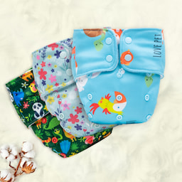 Adjustable Washable & Reusable Cloth Diaper With Dry Feel, Absorbent Insert Pad (3M-3Y) - Jungle, Pet Love & Floral Spring - Pack of 3