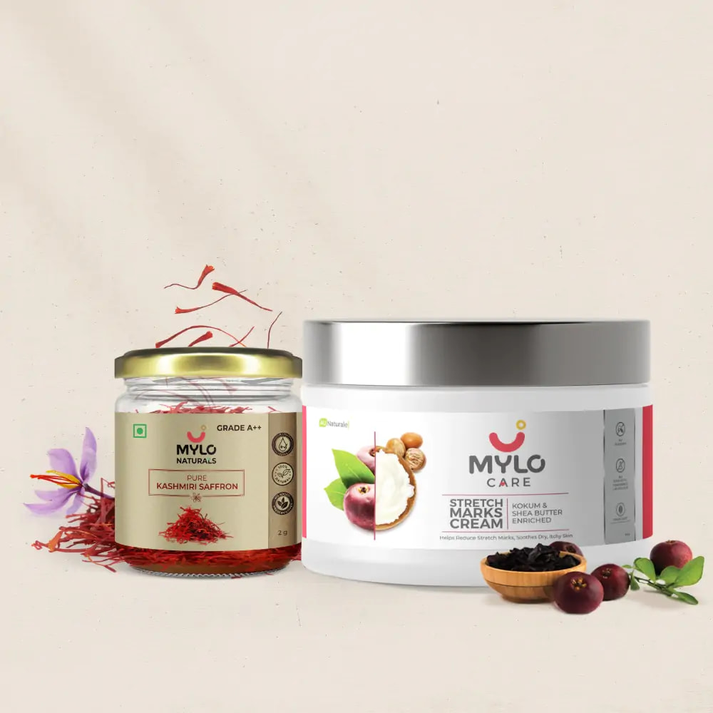 Mylo Pregnancy Wellness Super Saver Combo - Stretch Marks Cream (100g) & Pure Kashmiri Saffron (2g)
