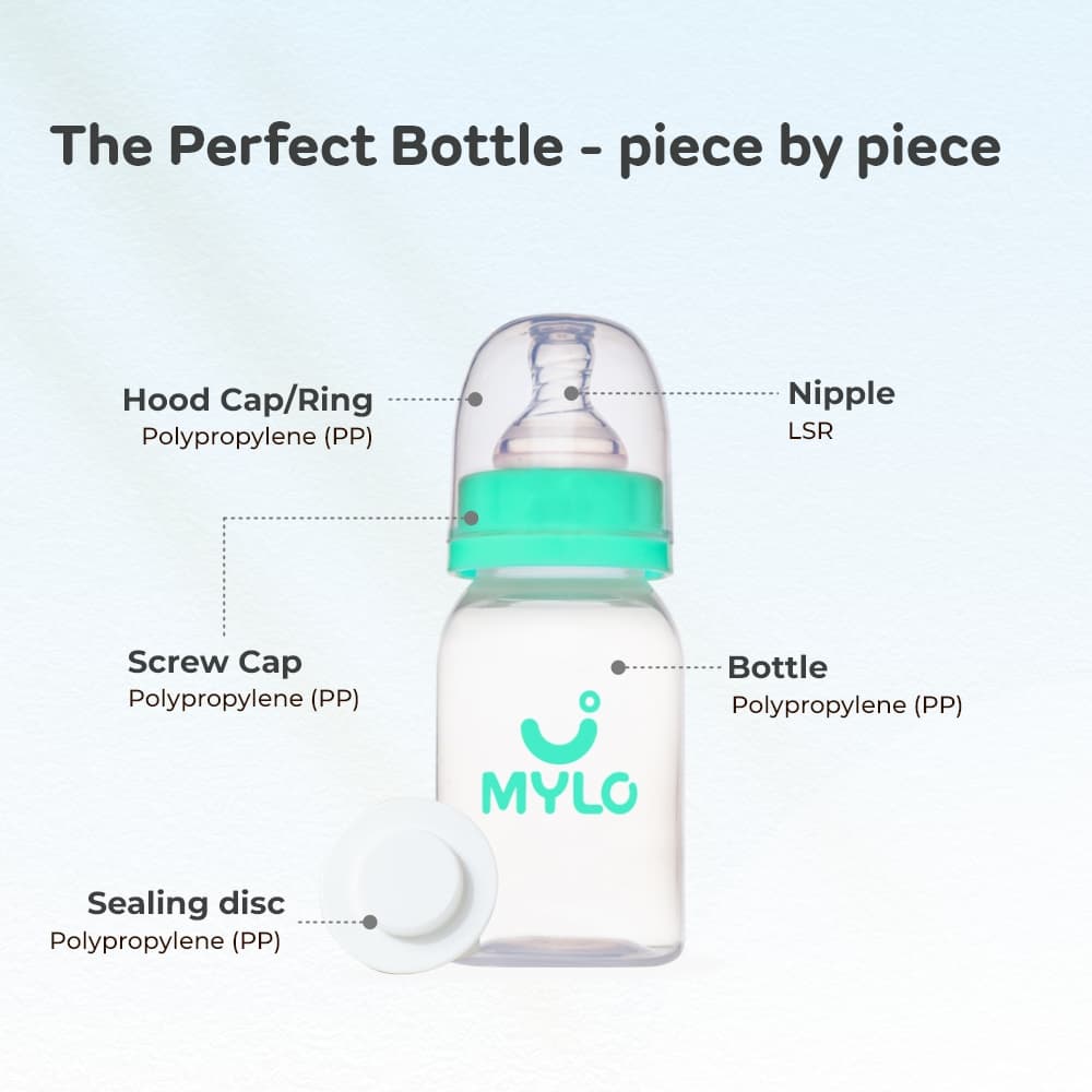 Feels Natural Baby Bottle –125ml - BPA Free with Anti-Colic Nipple (Green) 