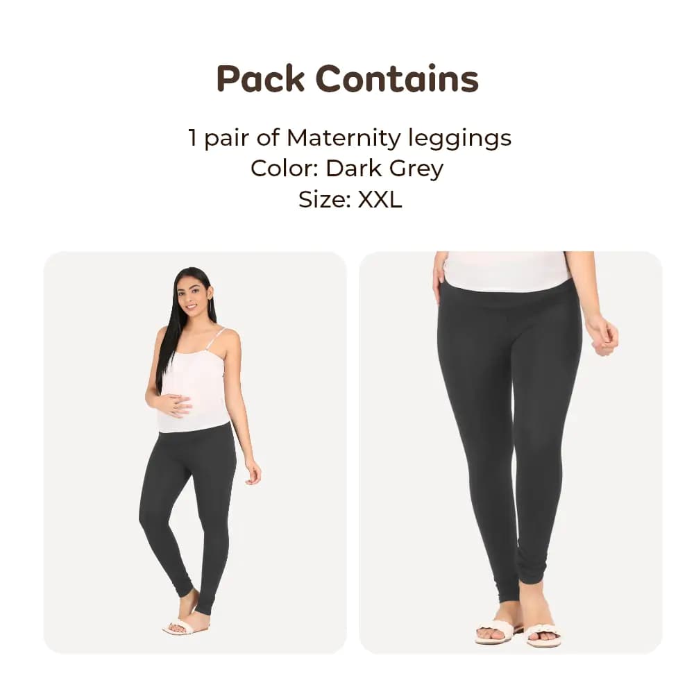Stretchable Pregnancy & Post Delivery Leggings - Dark Grey (XXL)