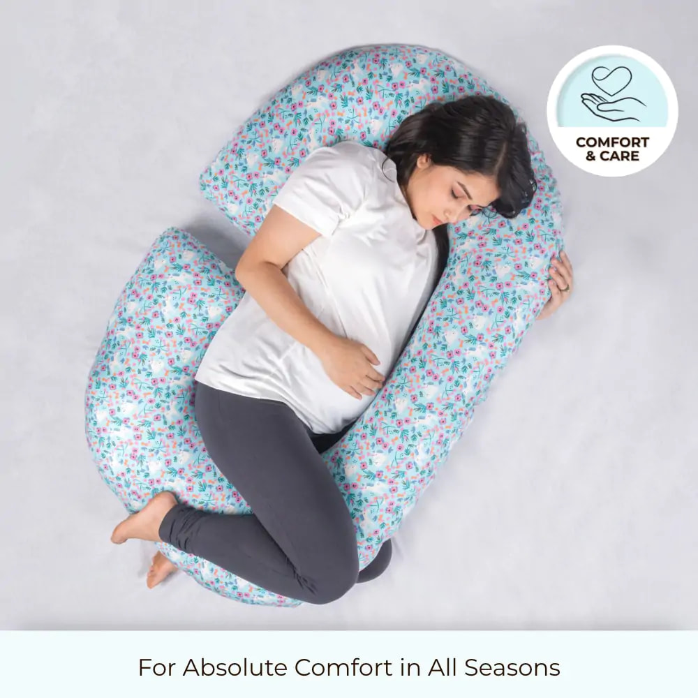 Premium C Shaped Pregnancy Sleep Pillow with High grade fiber filling for Ultimate Comfort-includes Washable Zipper cover – Magical Forest 