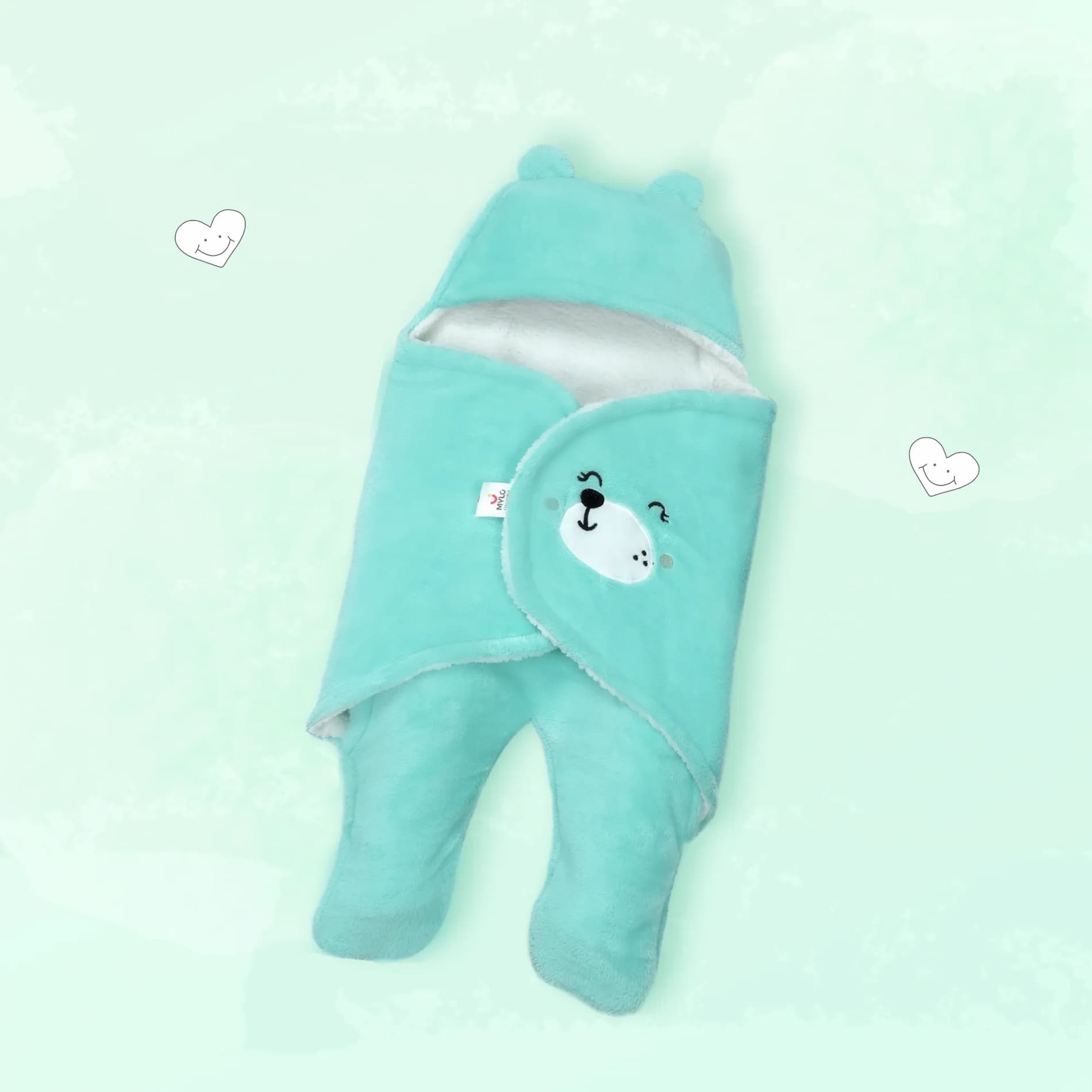 4-in-1 All Season Baby Swaddle-Wrapper For New Born Baby (0-6 months) - Mint Green