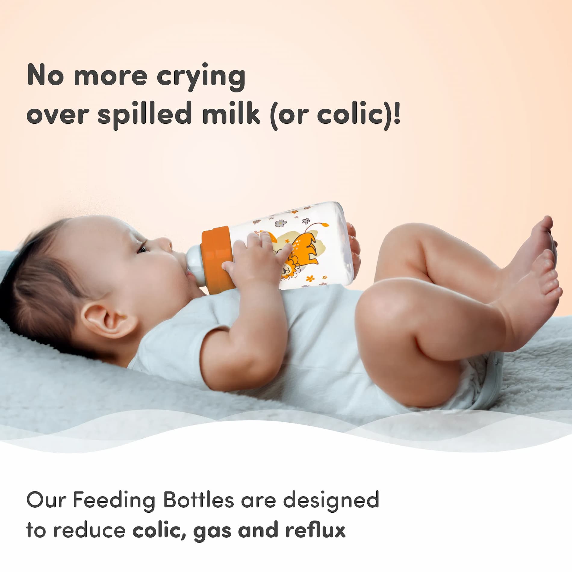 2-in-1 Baby Feeding Bottle – 125ml - BPA Free with Anti-Colic Nipple & Spoon (Lion)