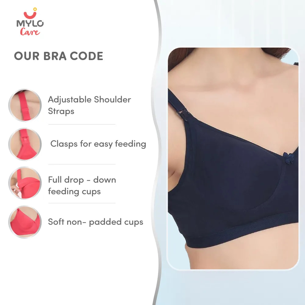 Maternity/Nursing Moulded Spacer Cup Bra with free bra extender -Navy  36 B    