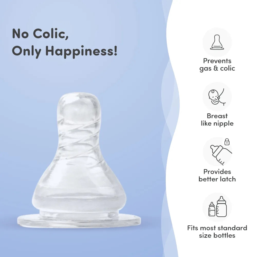  Feels Natural Anti Colic Fast Flow (F) Grooved Nipple - BPA Free -Pack of 2