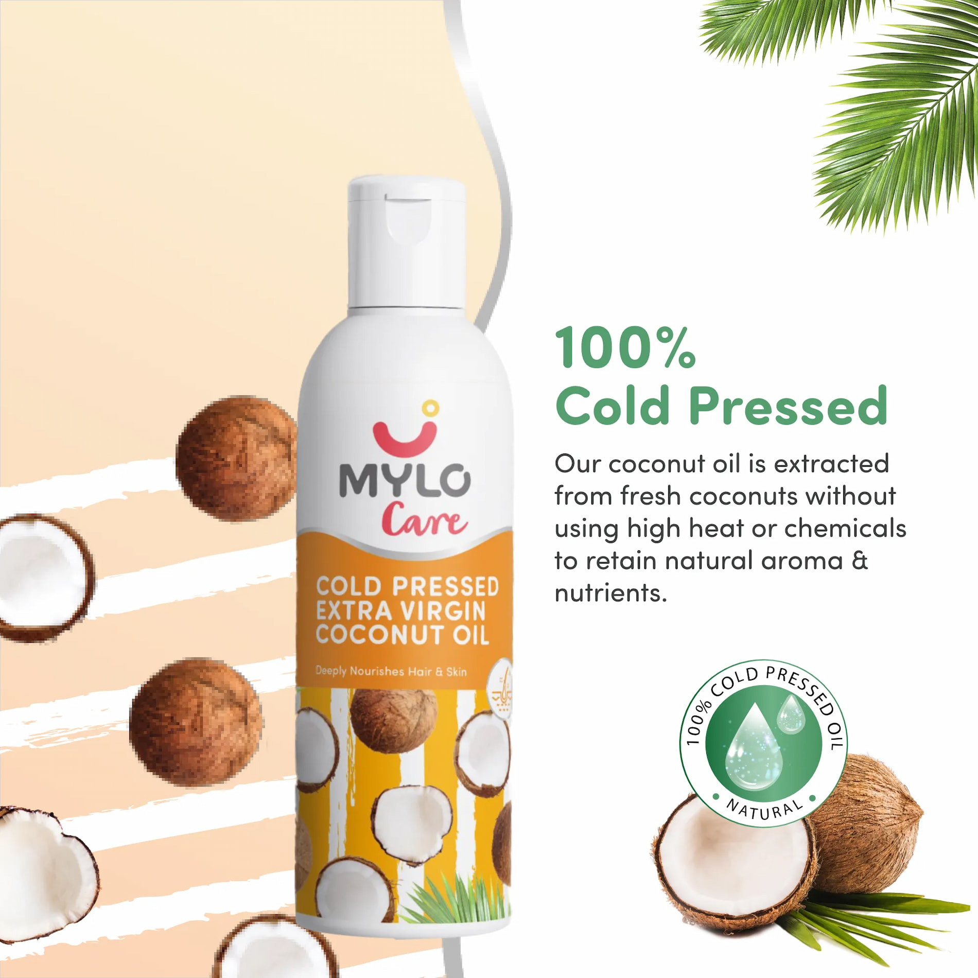 Cold Pressed Extra Virgin Coconut Oil for Skin & Hair (200 ml)