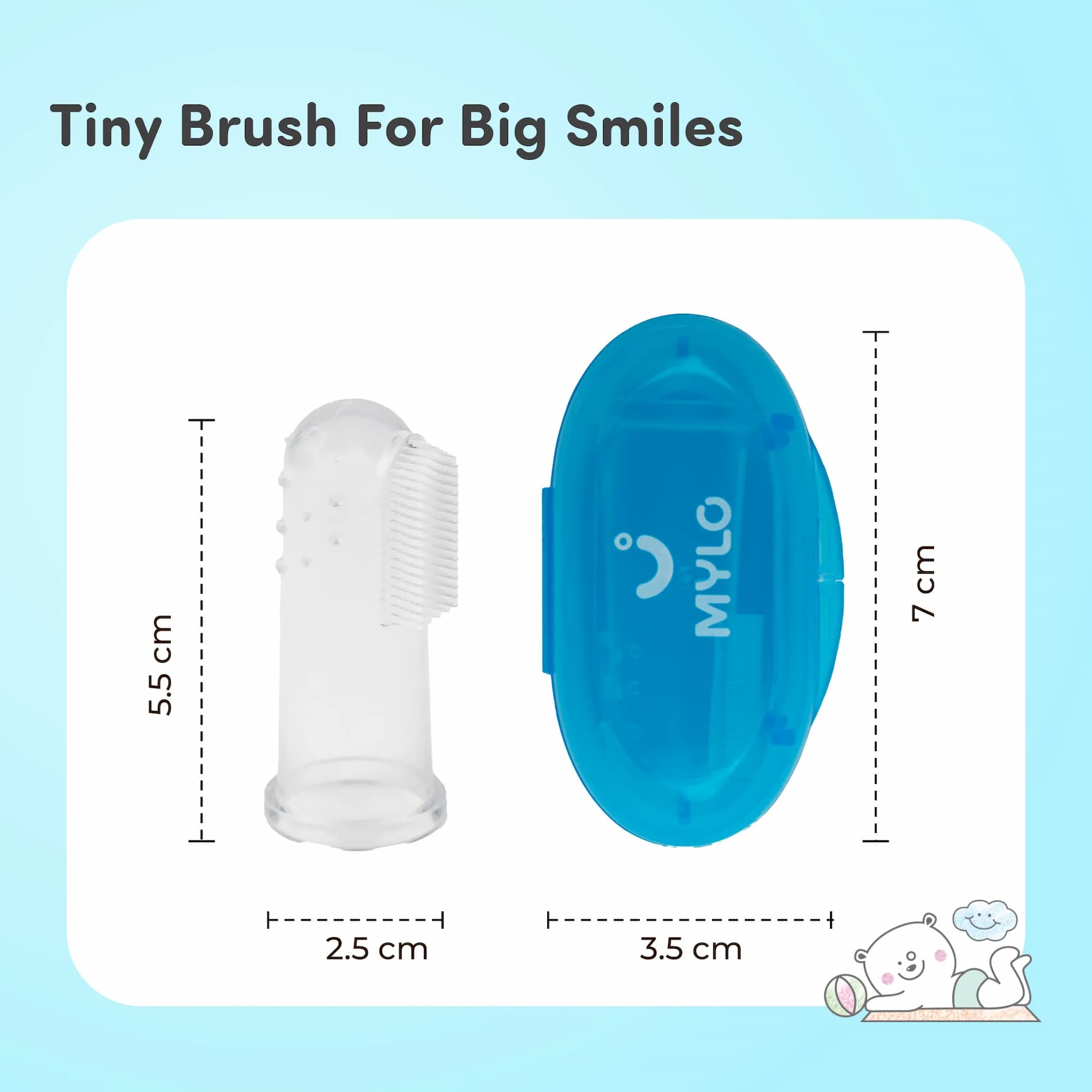 Feels Natural Silicone Finger Toothbrush & Tongue Cleaner - BPA Free -3M-3Y (Pack of 2)- Blue