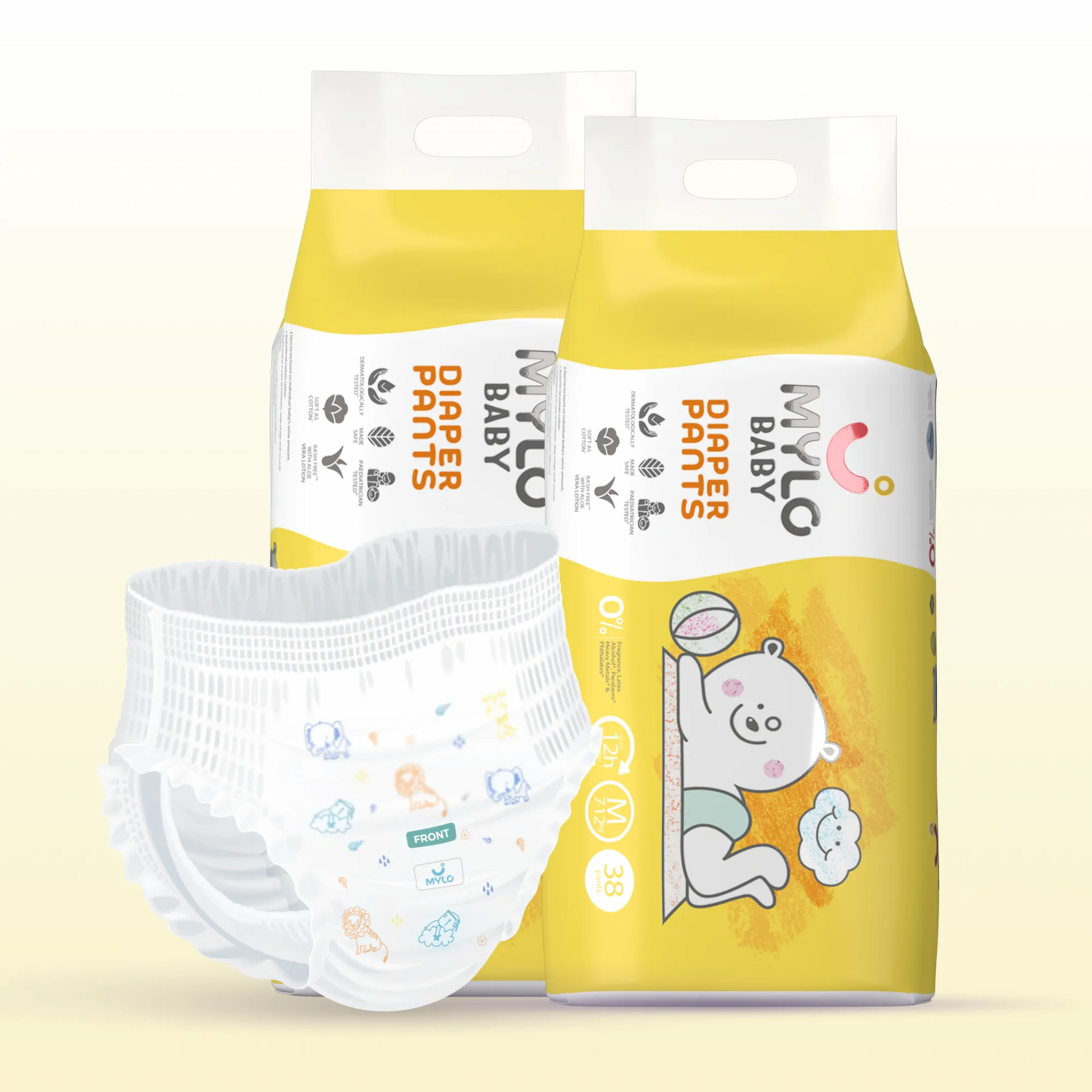 Baby Diaper Pants Medium (M) Size, 7-12 kgs with ADL Technology - 76 Count - 12 Hours Protection