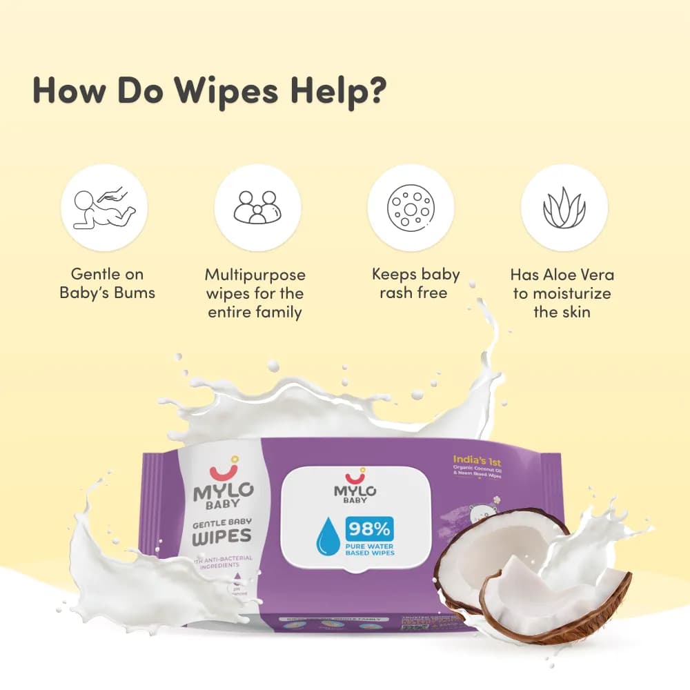 Monthly Diapering Super Saver Combo - Diaper Pants (M) Size (Pack of 2, 76 Count) + Wipes (Pack of 2)